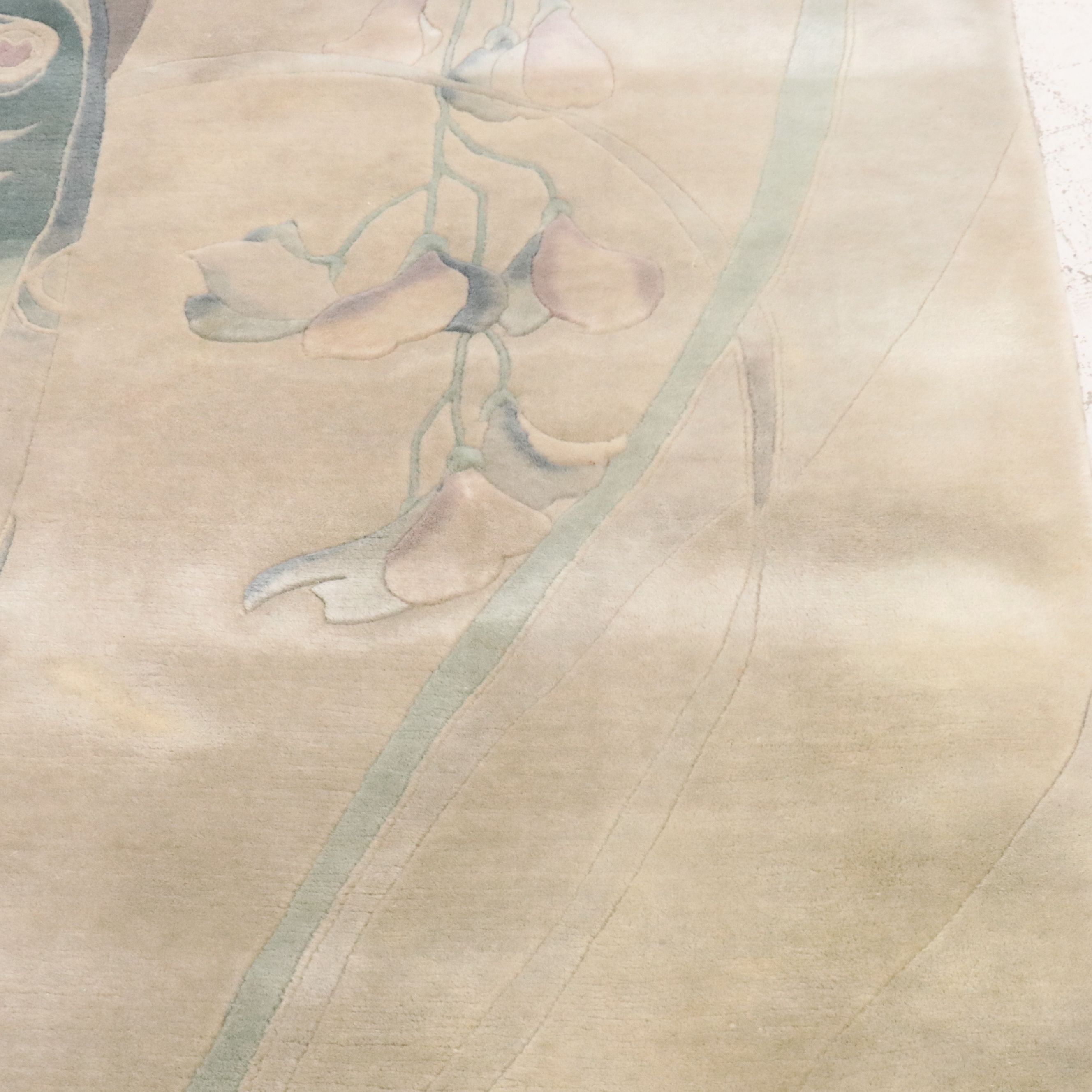 8' x 11'10 Hand-Knotted Signed Chinese Pictorial Peacock Area Rug