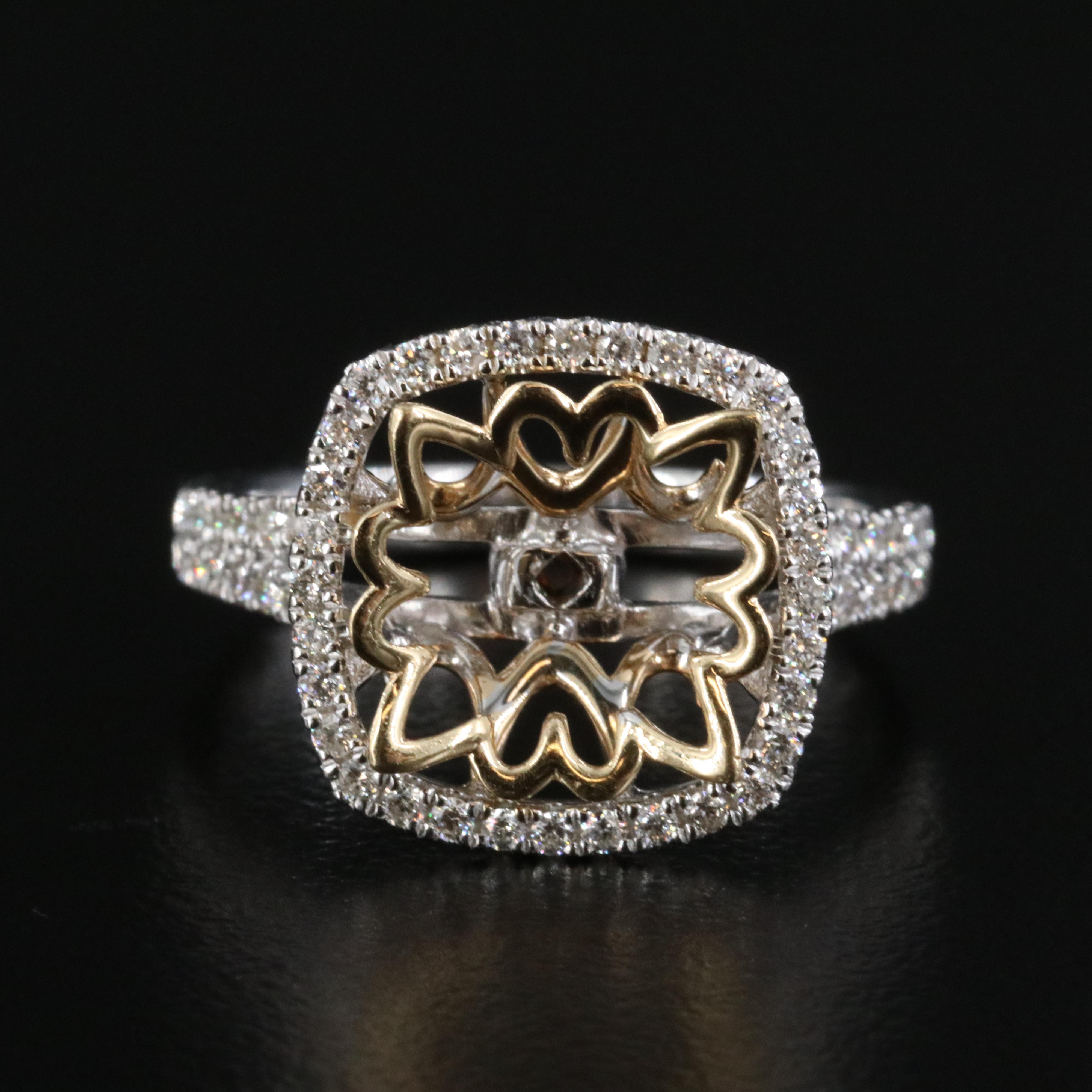 14K 0.44 CTW Diamond Semi Mount Ring