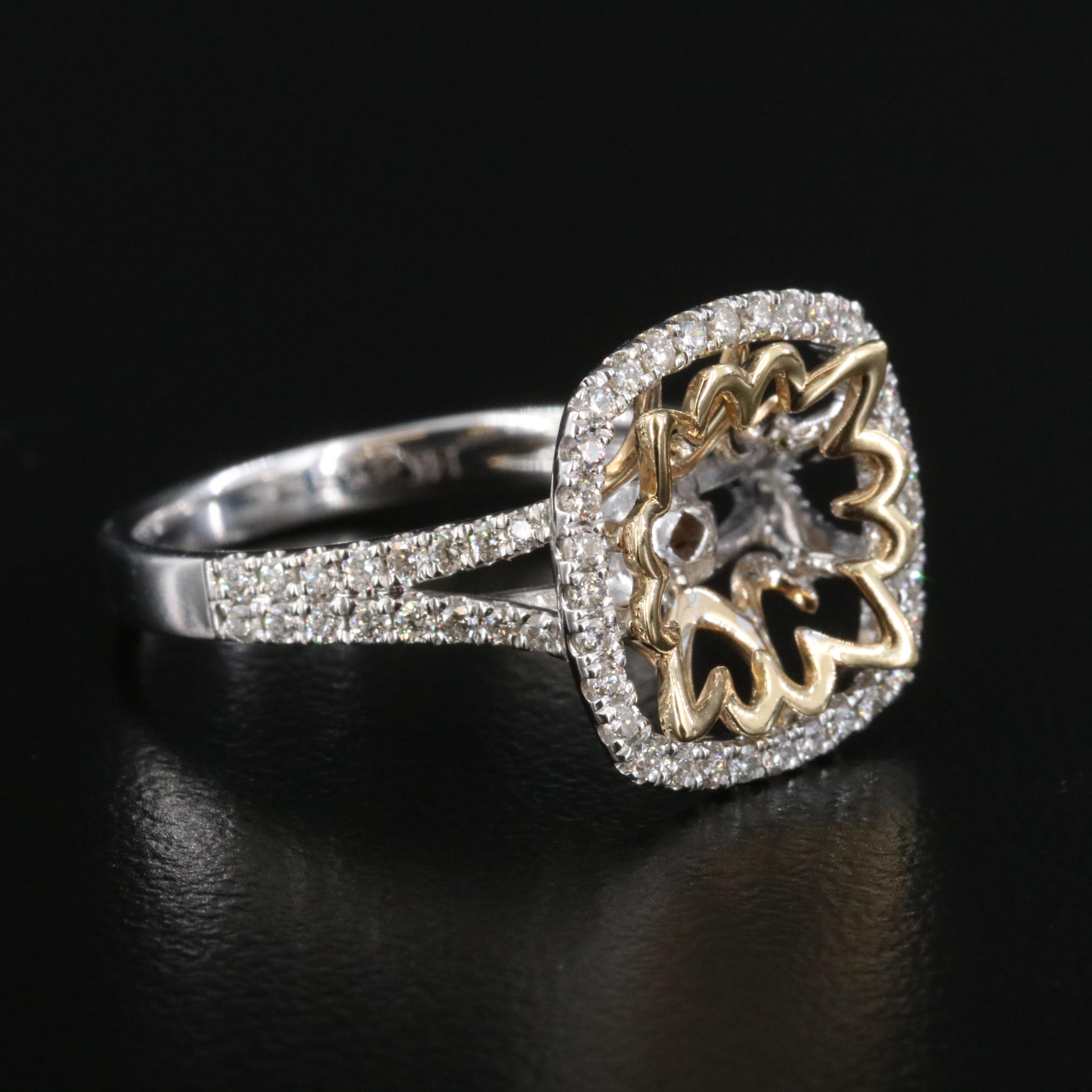 14K 0.44 CTW Diamond Semi Mount Ring