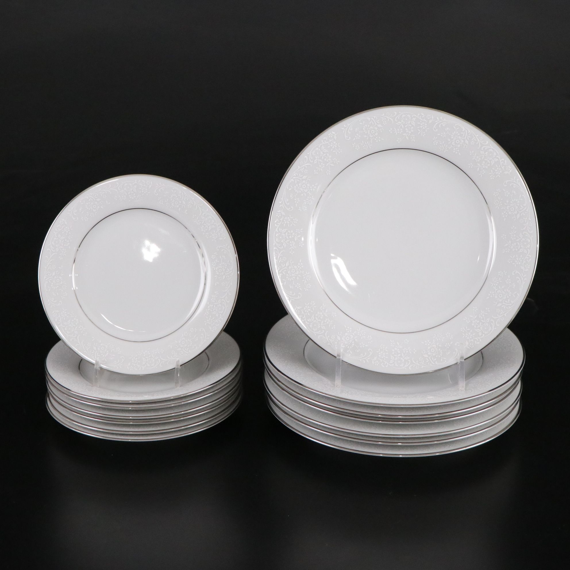 Noritake "Tahoe" Dinnerware Set with Fostoria "Sheffield" Platinum Glassware