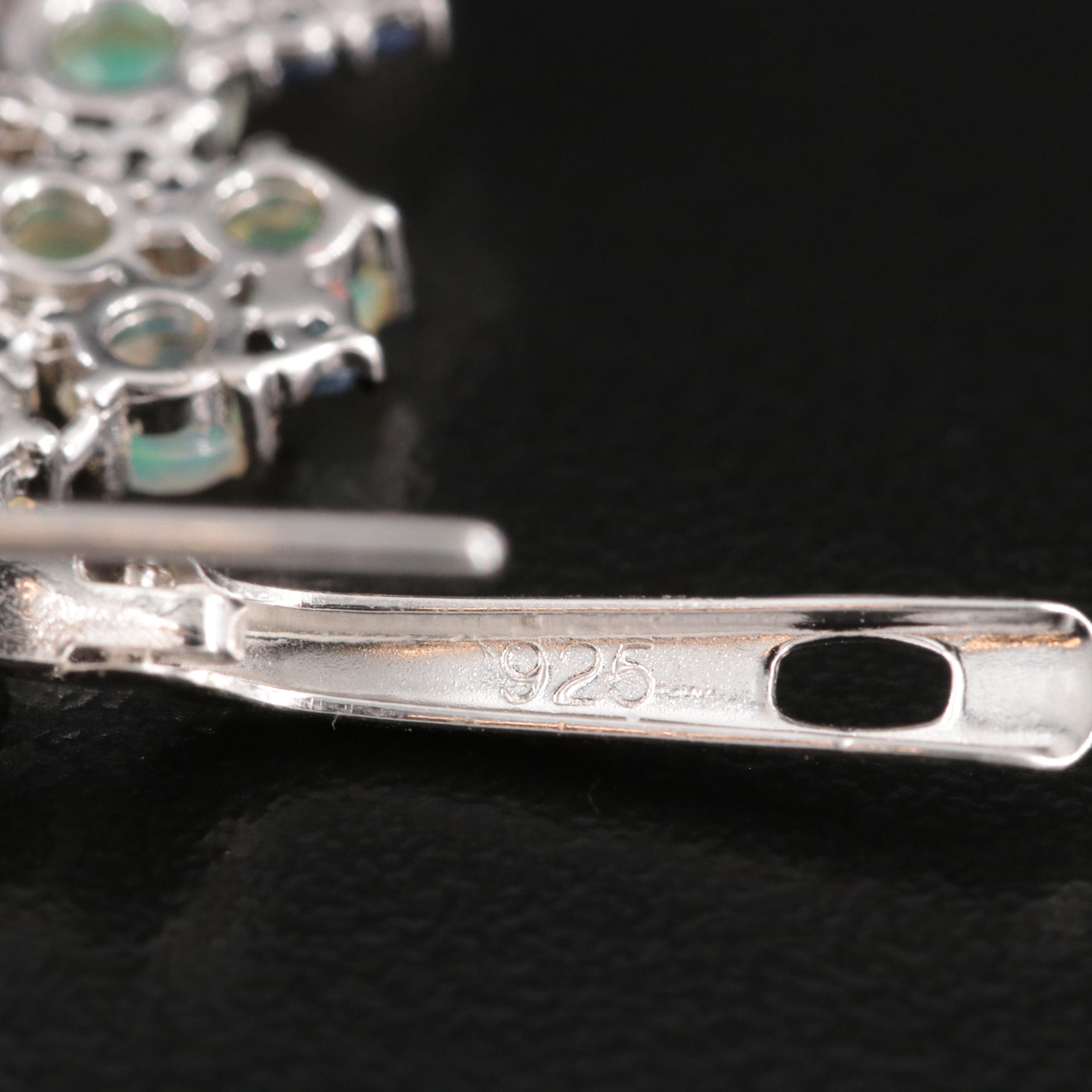 Sterling Opal and Sapphire Earrings