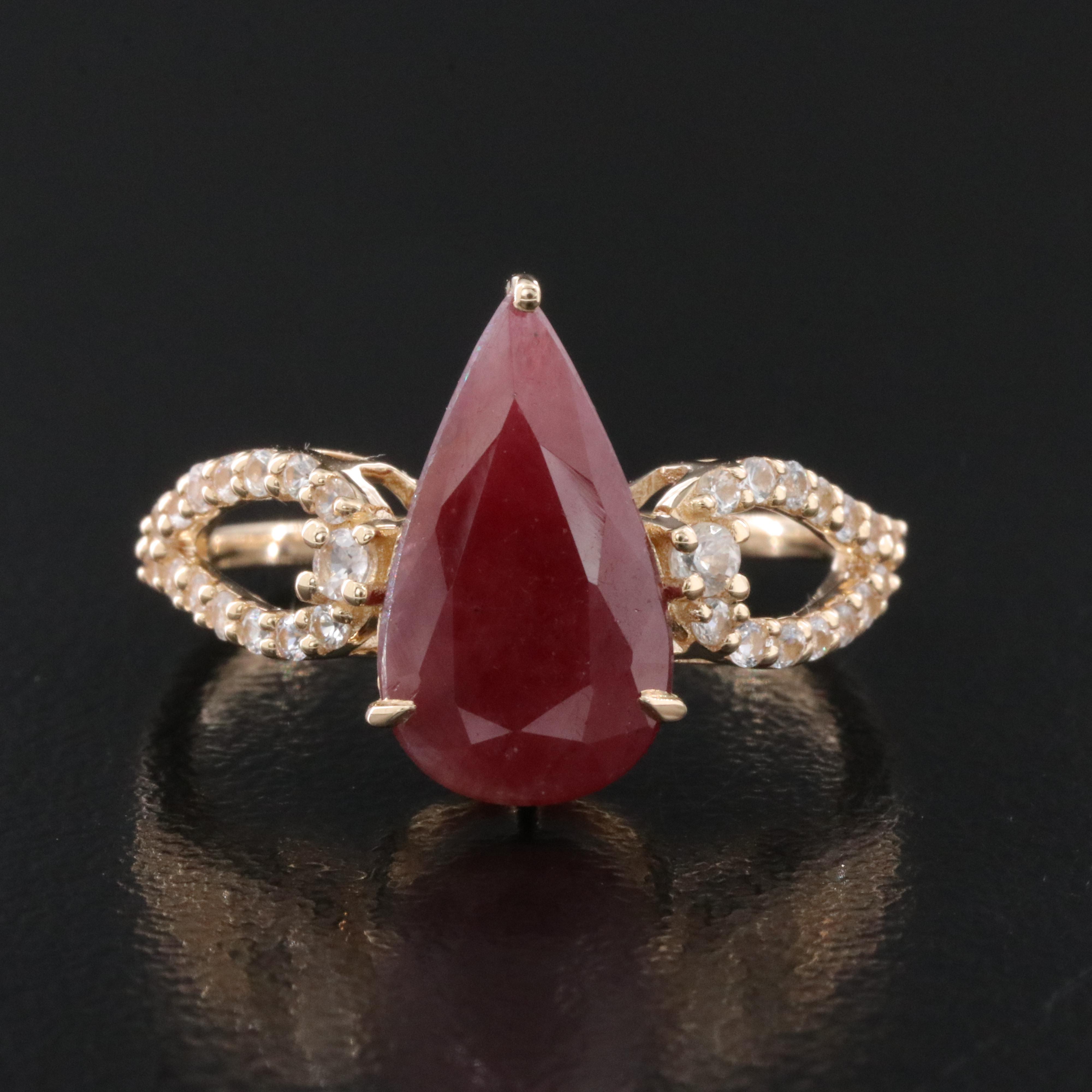 14K 2.74 CT Ruby and White Sapphire Ring