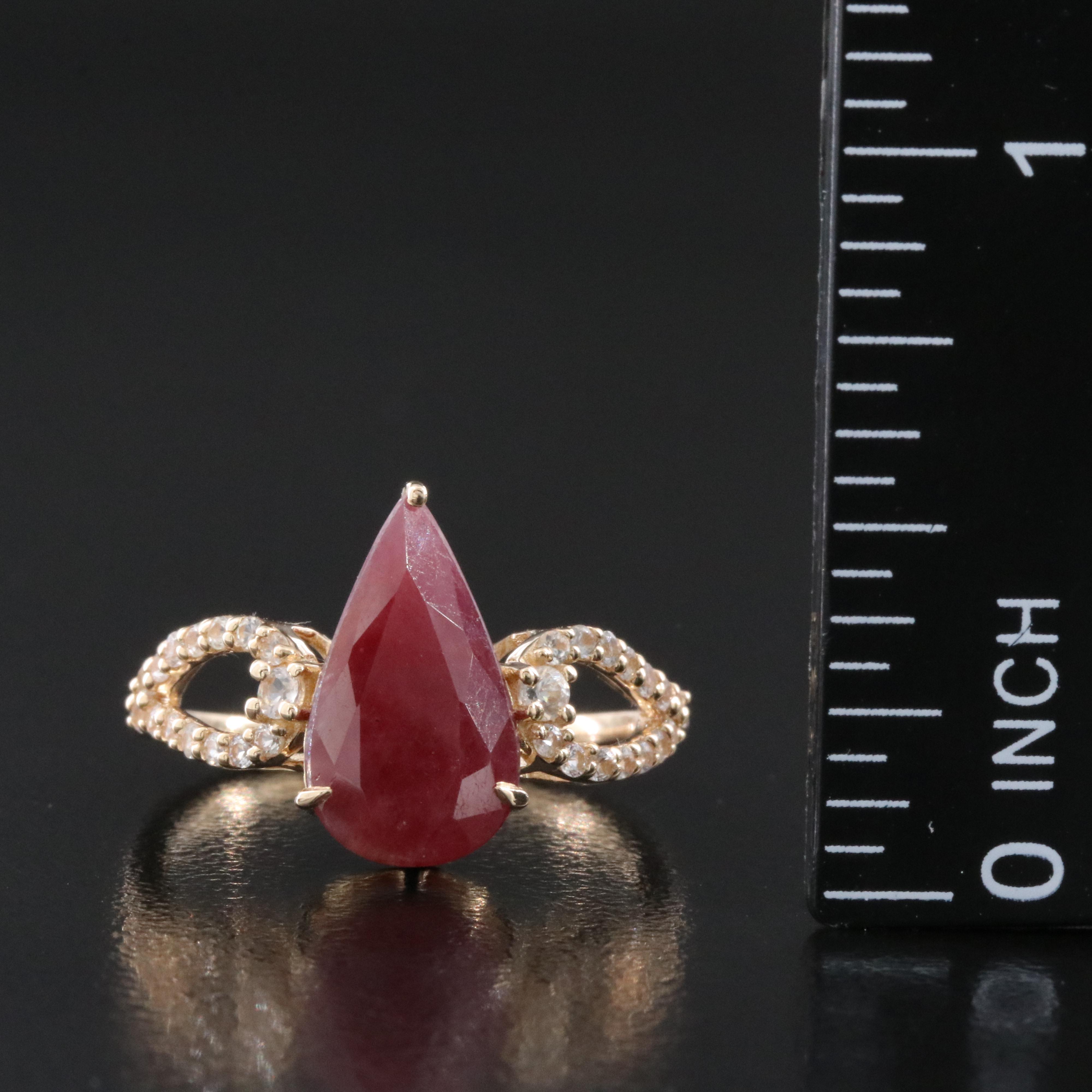 14K 2.74 CT Ruby and White Sapphire Ring