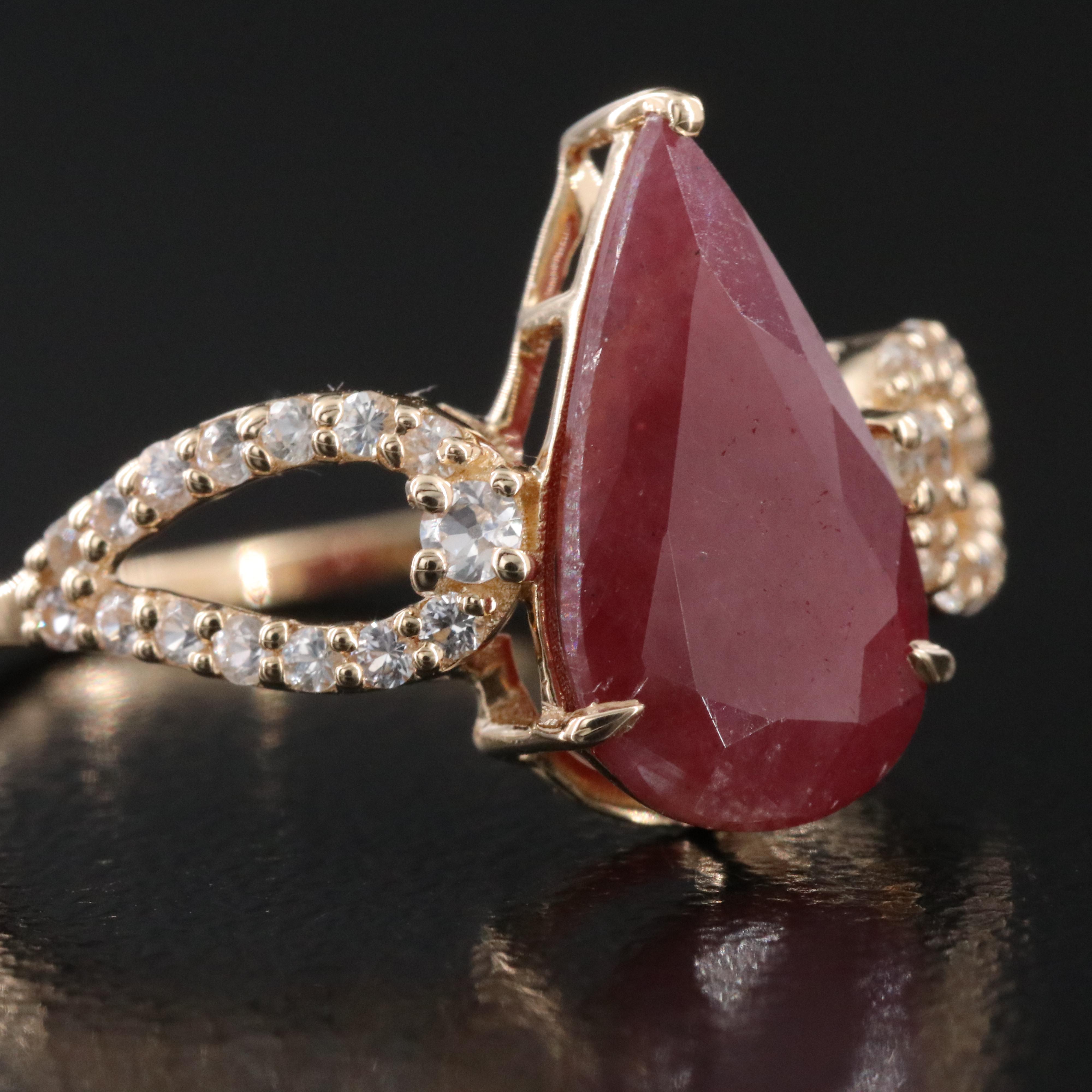 14K 2.74 CT Ruby and White Sapphire Ring