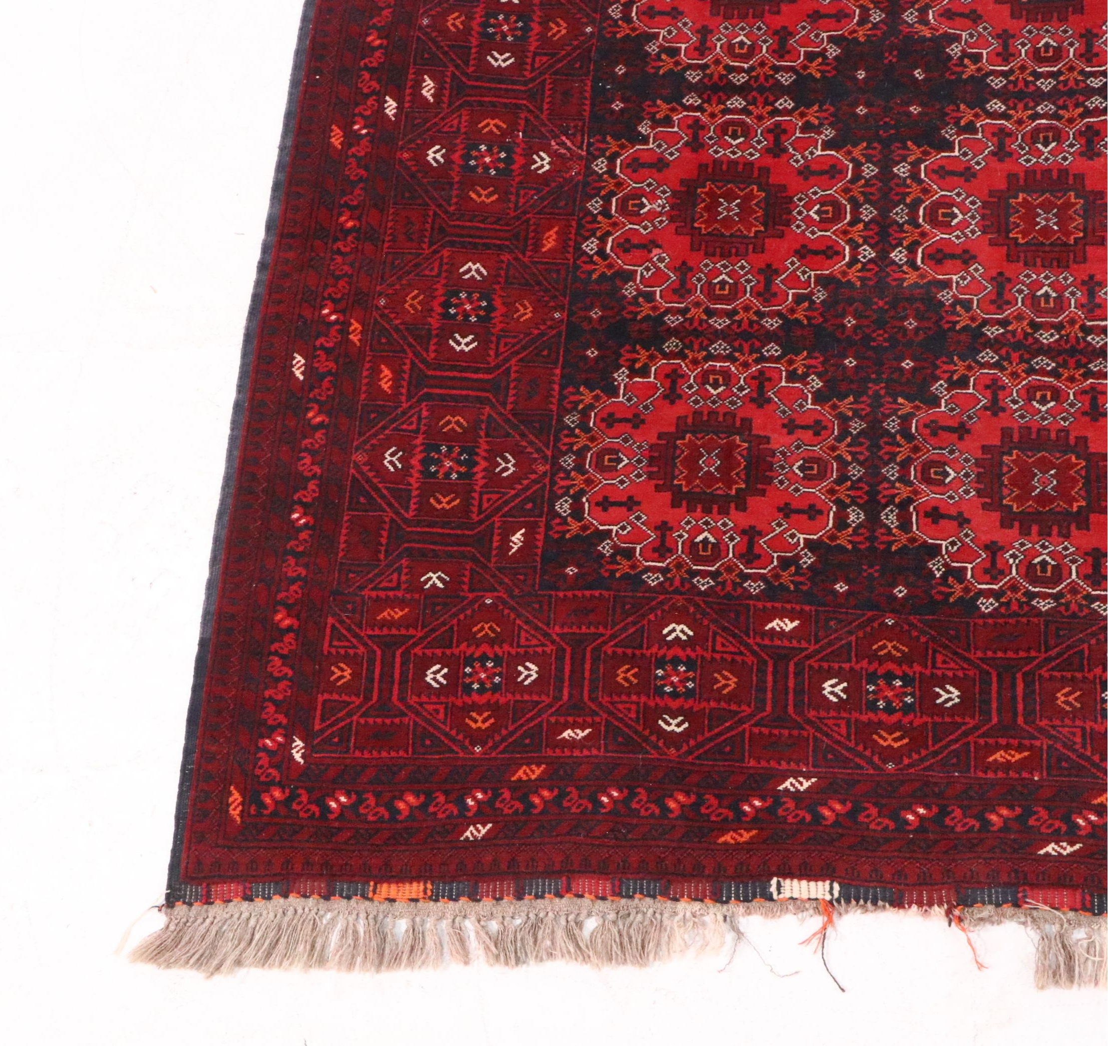 6'6 x 9'4 Hand-Knotted Afghan Turkmen Area Rug