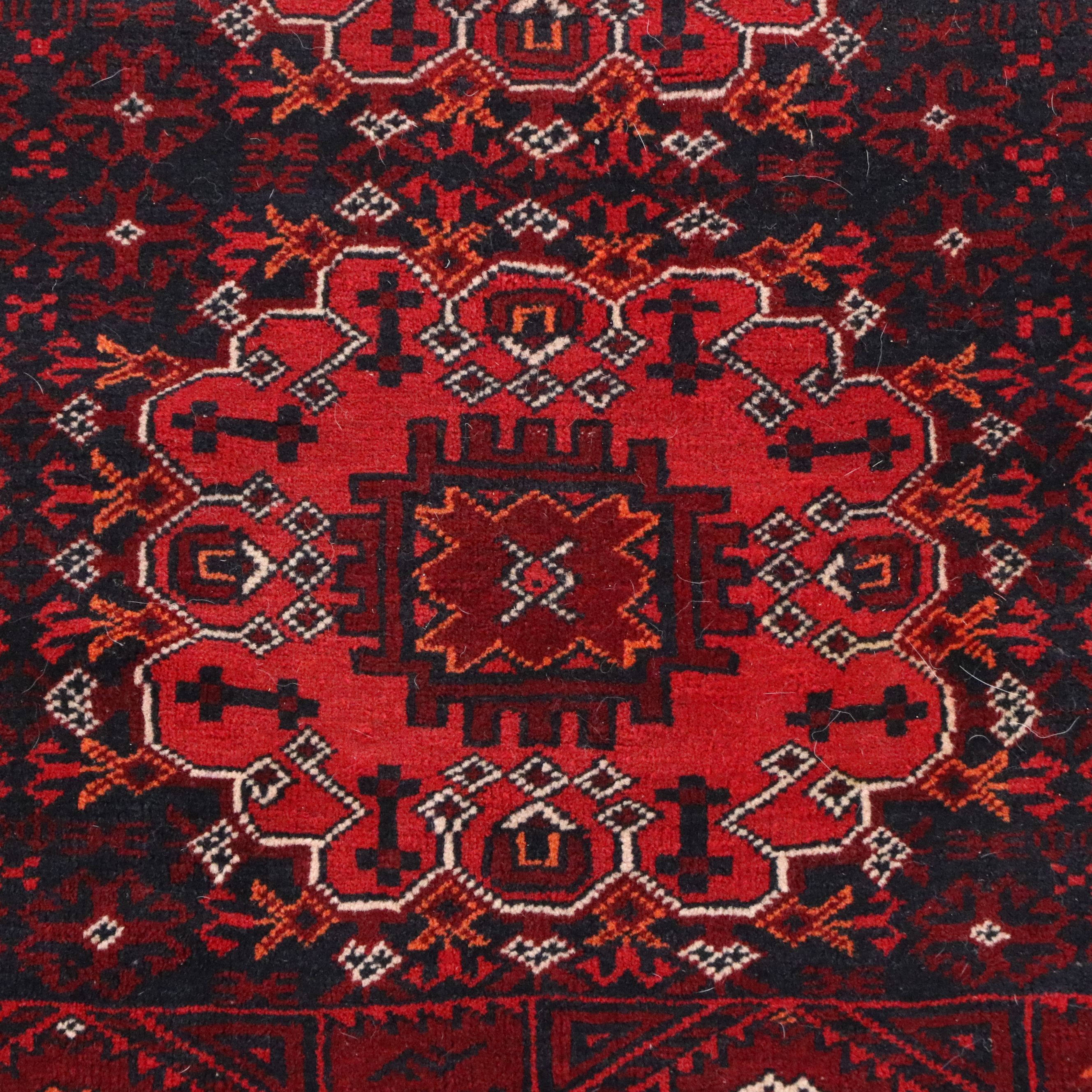 6'6 x 9'4 Hand-Knotted Afghan Turkmen Area Rug