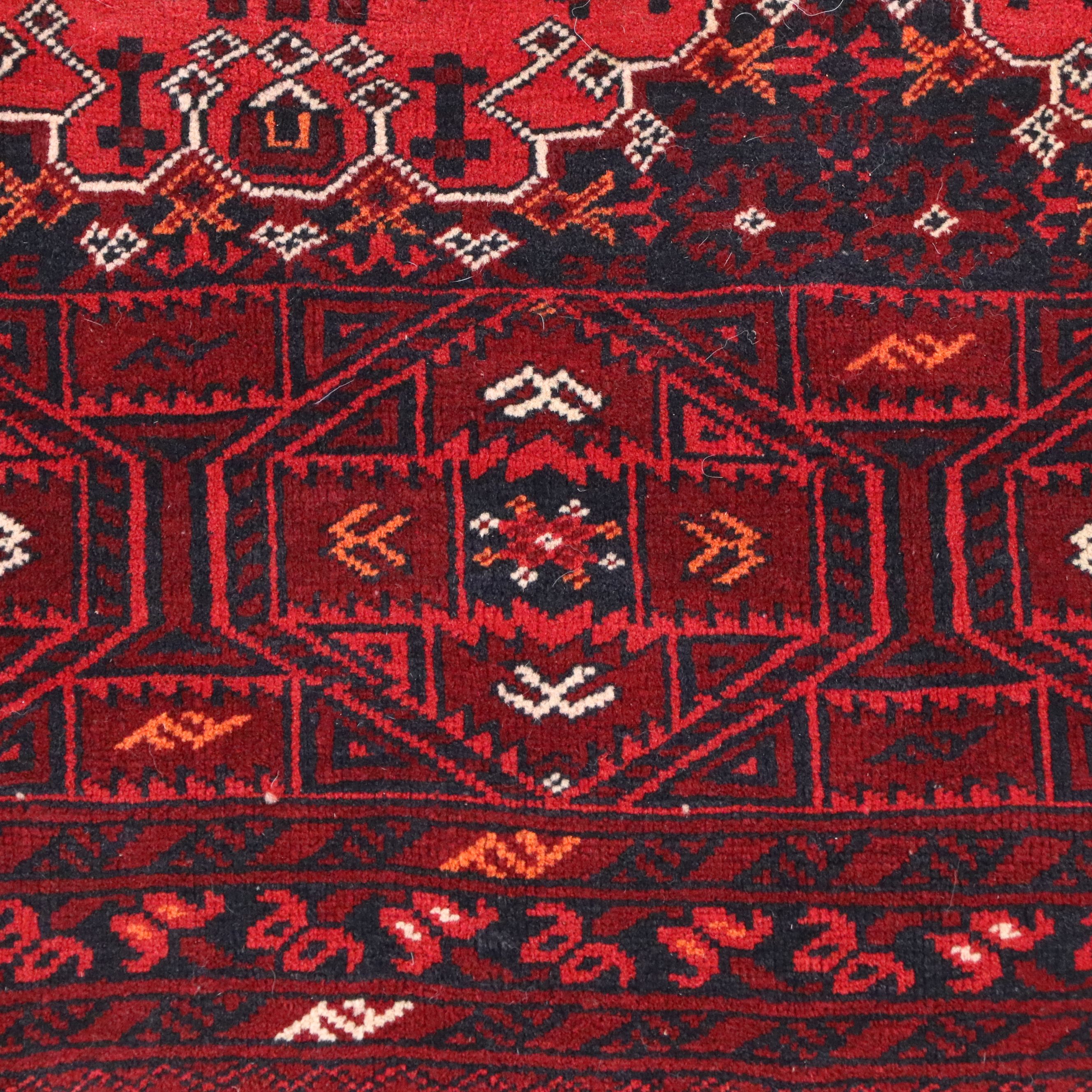 6'6 x 9'4 Hand-Knotted Afghan Turkmen Area Rug