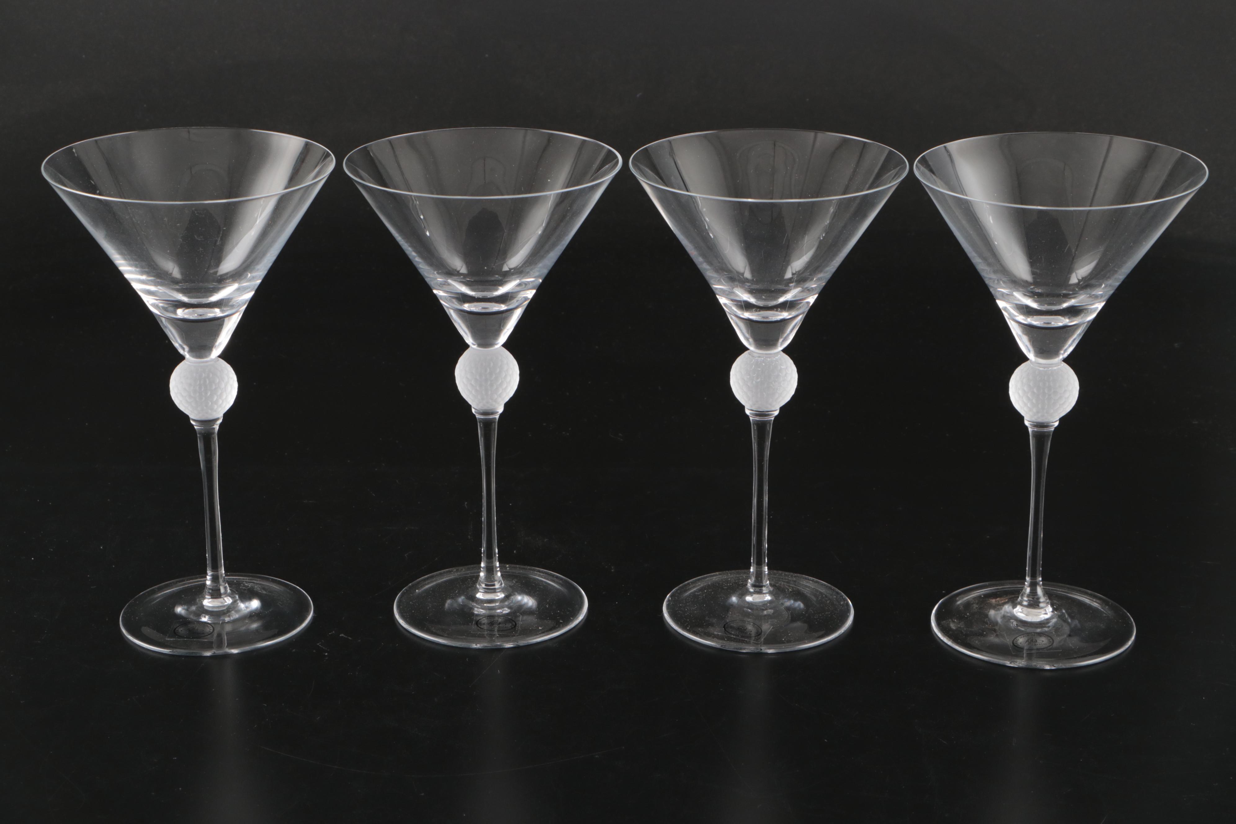 Ajka Martini Glasses with Waterford and Atlantis Crystal Golf Balls