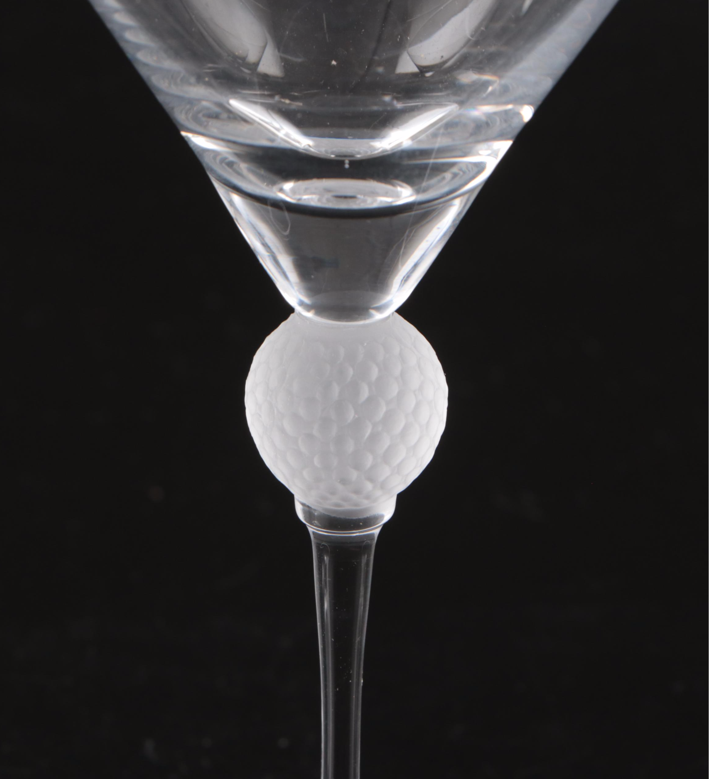 Ajka Martini Glasses with Waterford and Atlantis Crystal Golf Balls