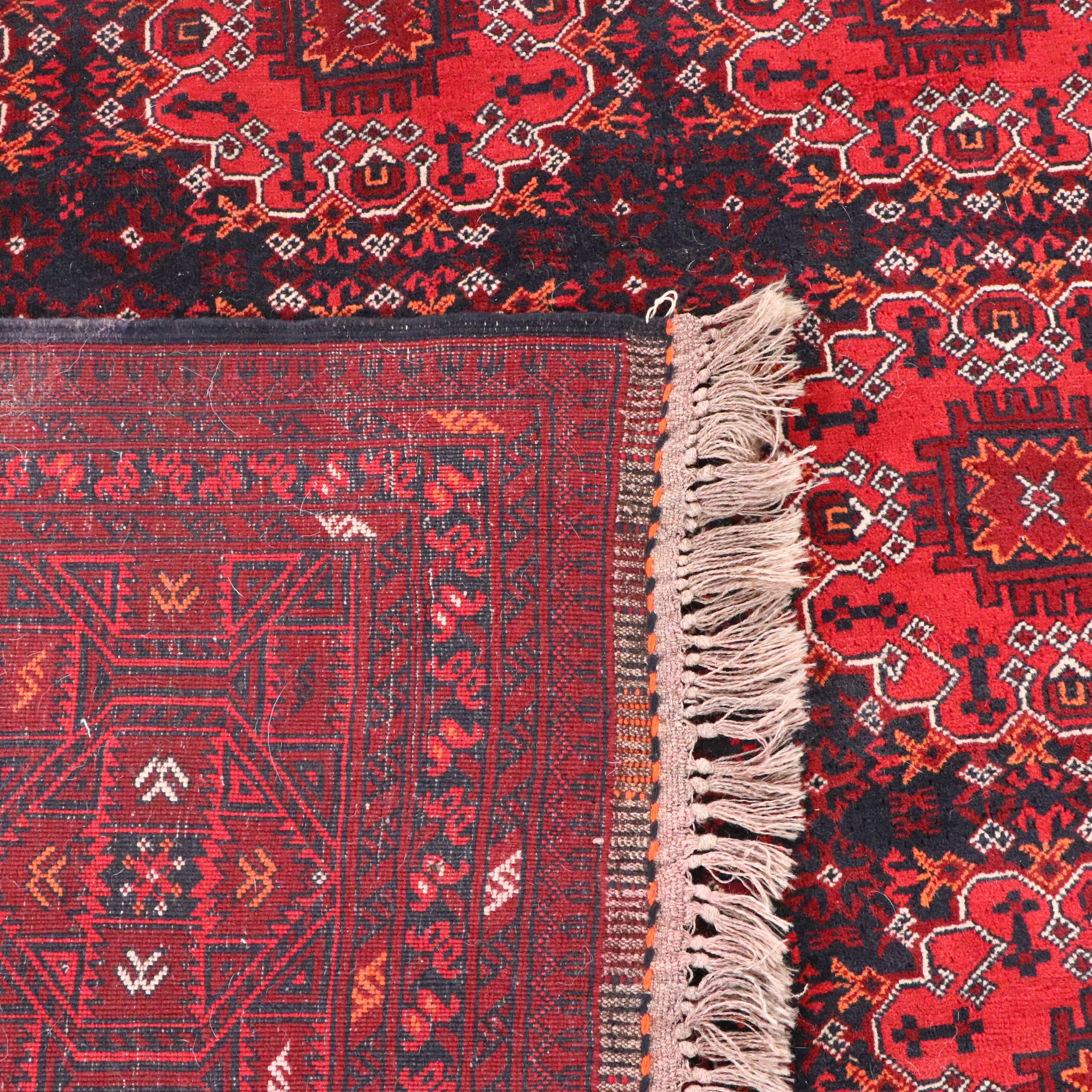 6'6 x 9'4 Hand-Knotted Afghan Turkmen Area Rug