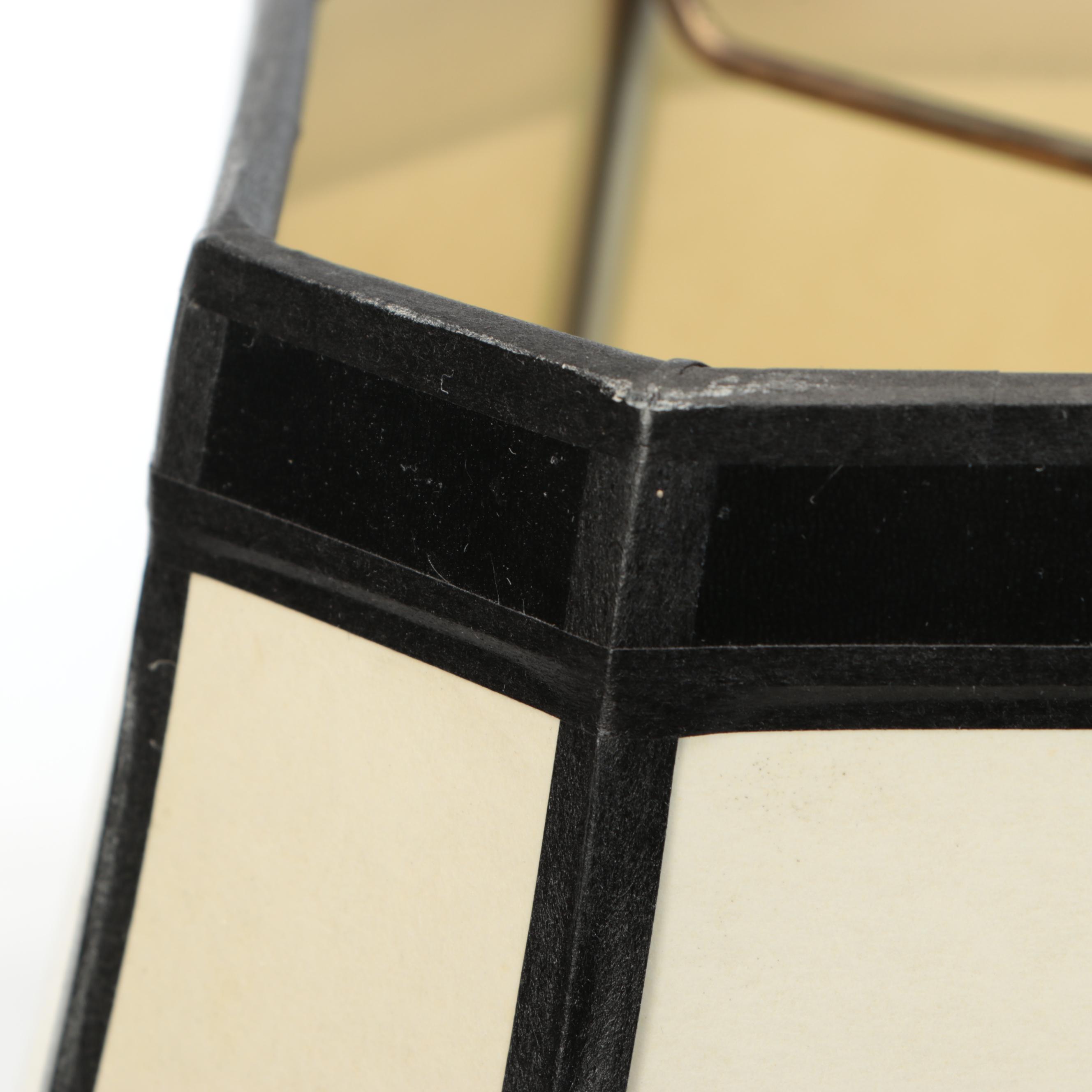 Chinese Hand-Painted Metal Table Lamp with Cut Corner Shade