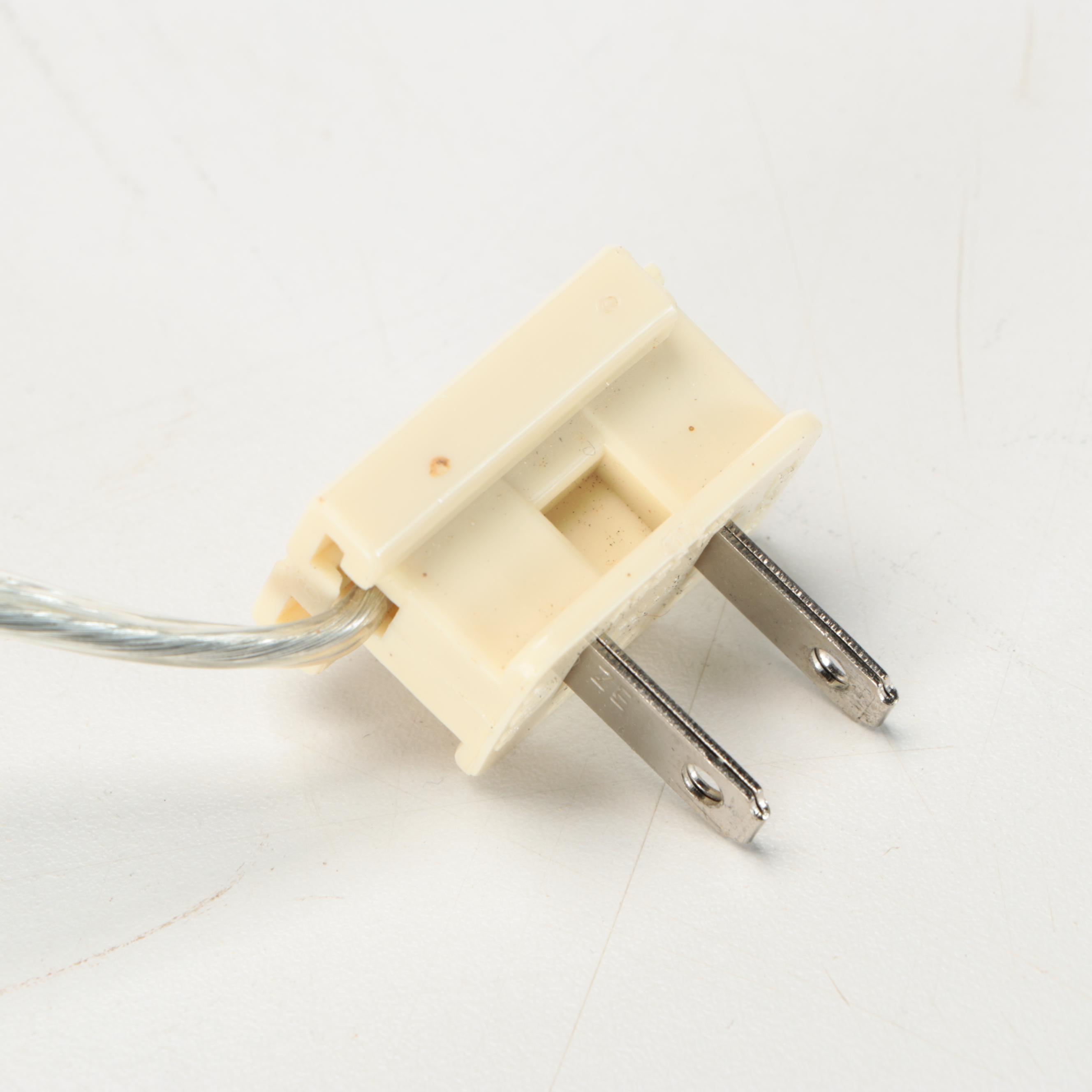 Chinese Hand-Painted Metal Table Lamp with Cut Corner Shade