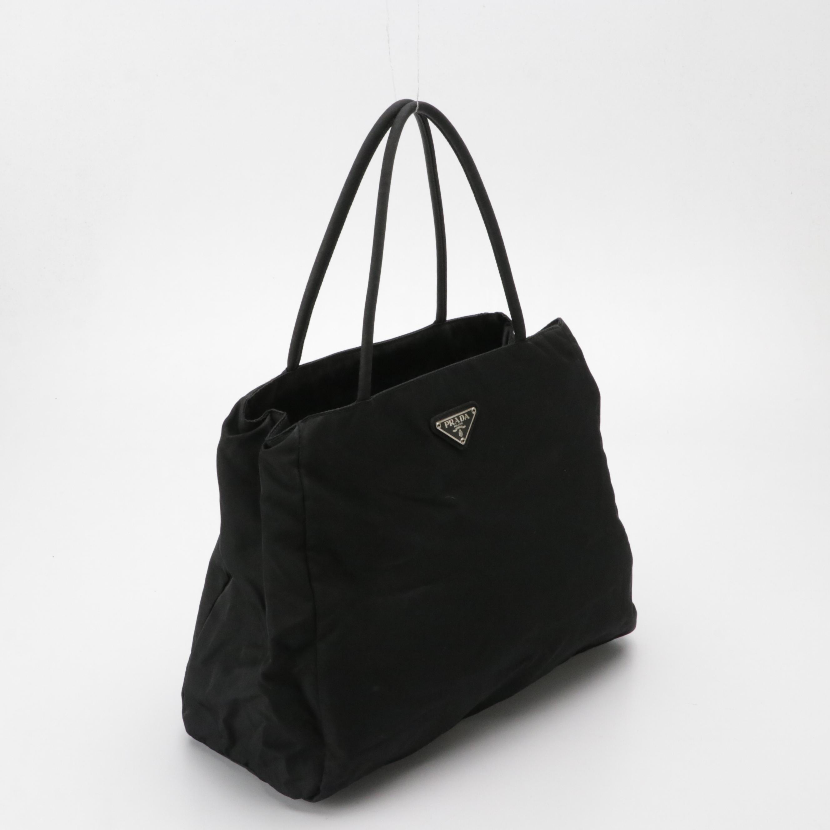 Prada Middle Zip Tote in Black Tessuto Nylon