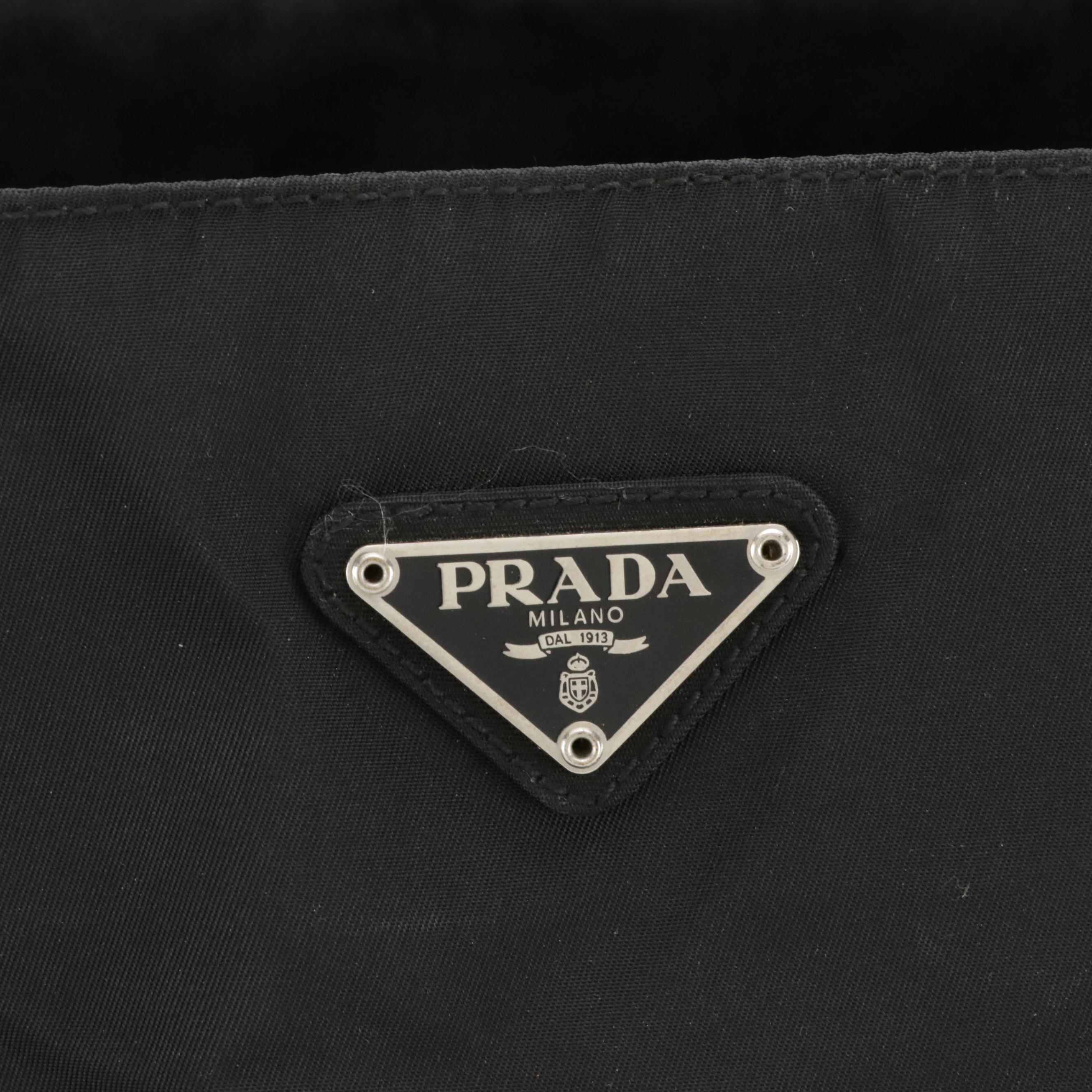 Prada Middle Zip Tote in Black Tessuto Nylon
