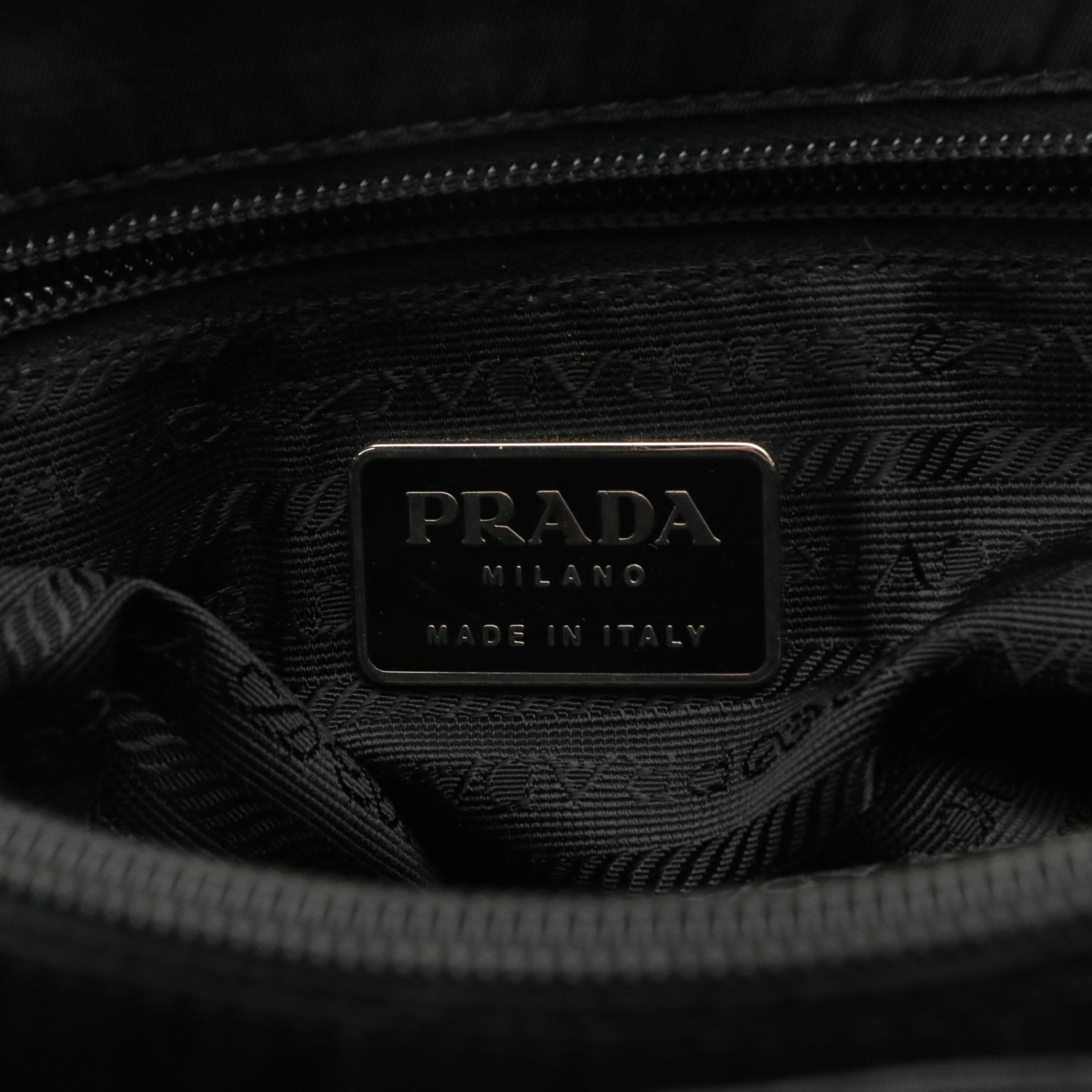 Prada Middle Zip Tote in Black Tessuto Nylon
