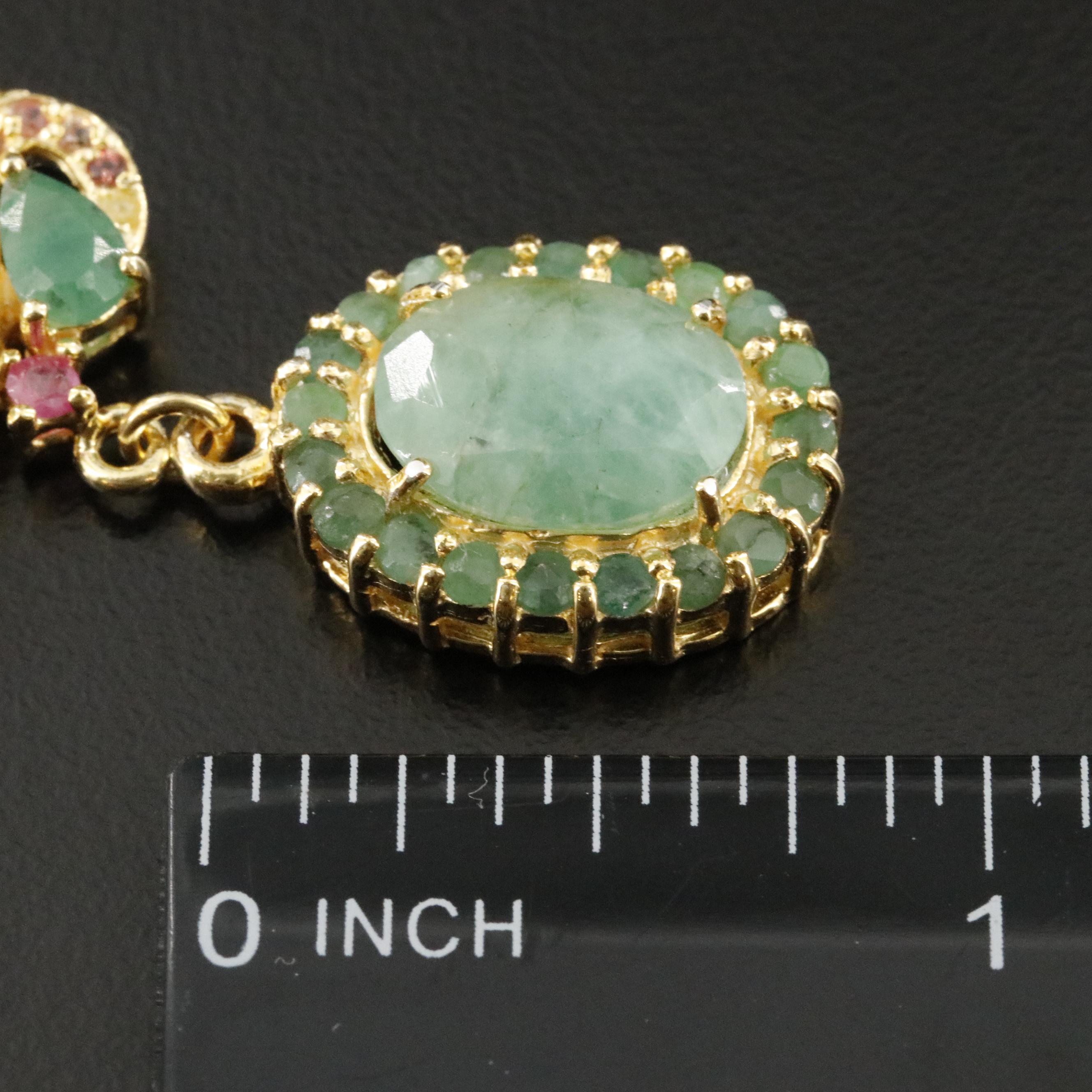 Sterling Emerald, Ruby, and Sapphire Necklace