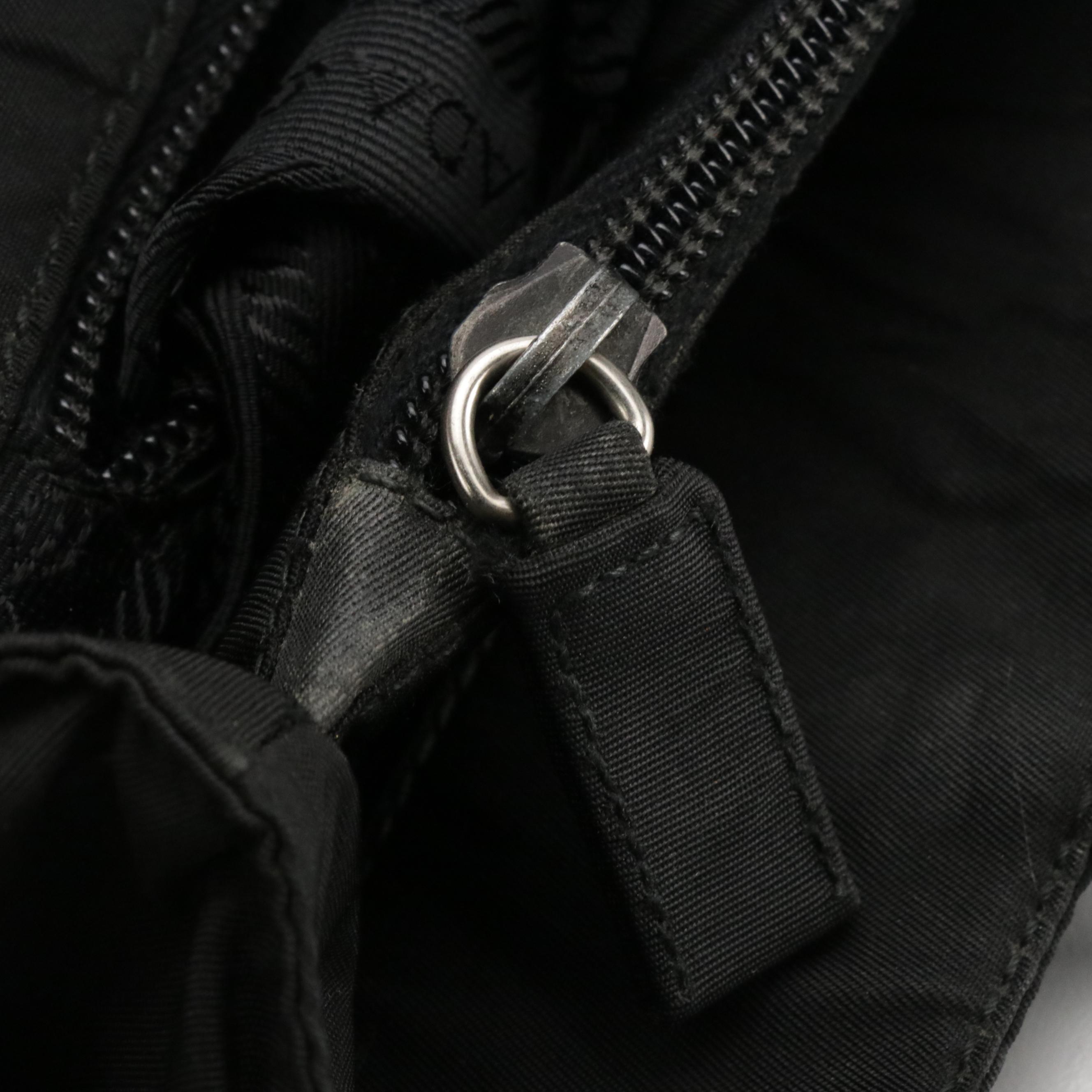 Prada Middle Zip Tote in Black Tessuto Nylon