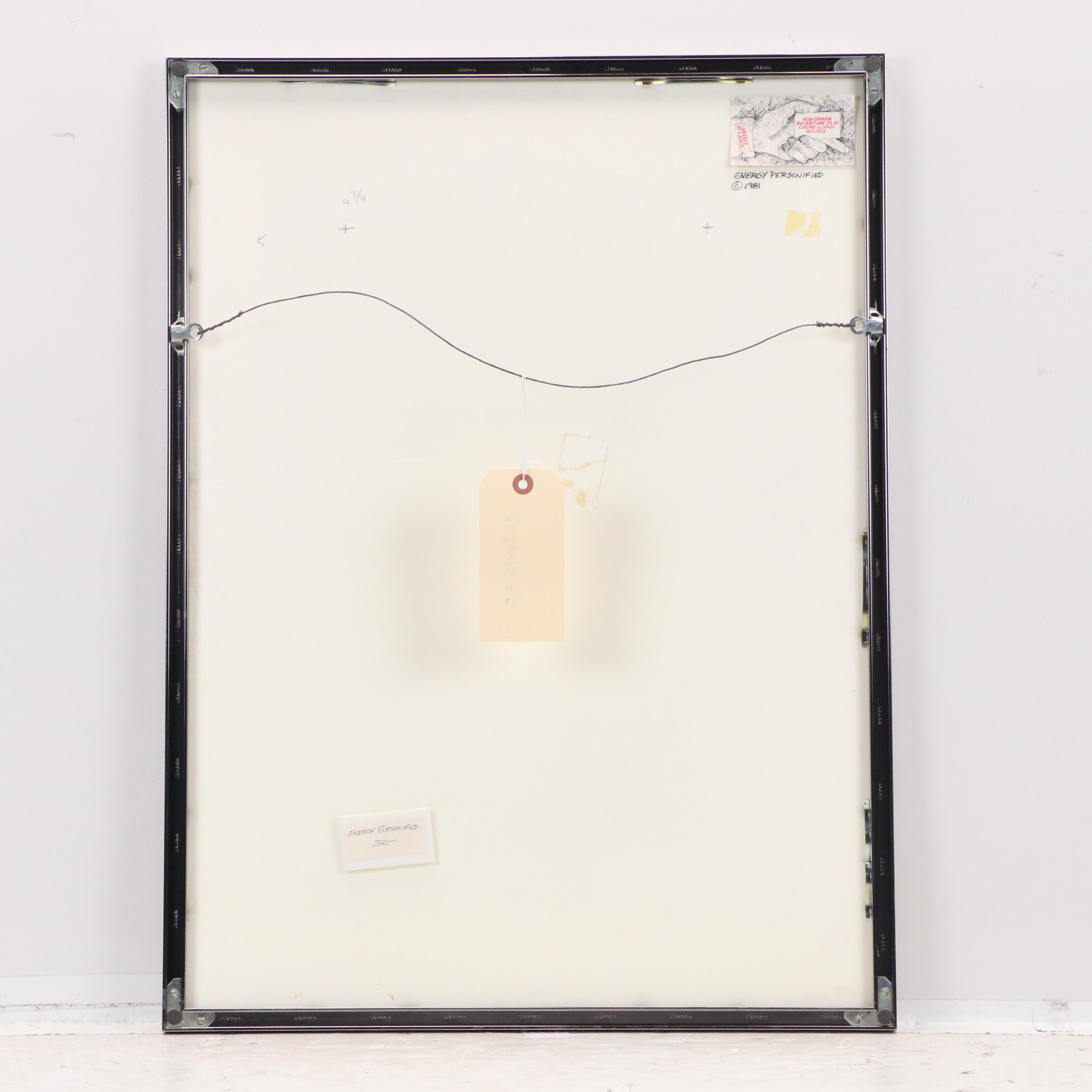 Ron Cramer Pastel Drawing "Energy Personified," 1981