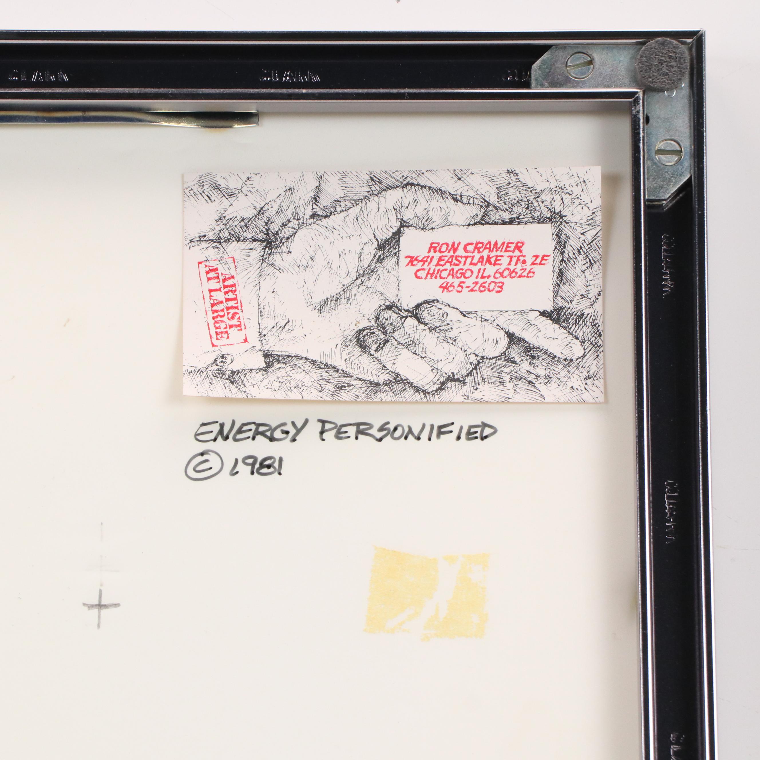 Ron Cramer Pastel Drawing "Energy Personified," 1981