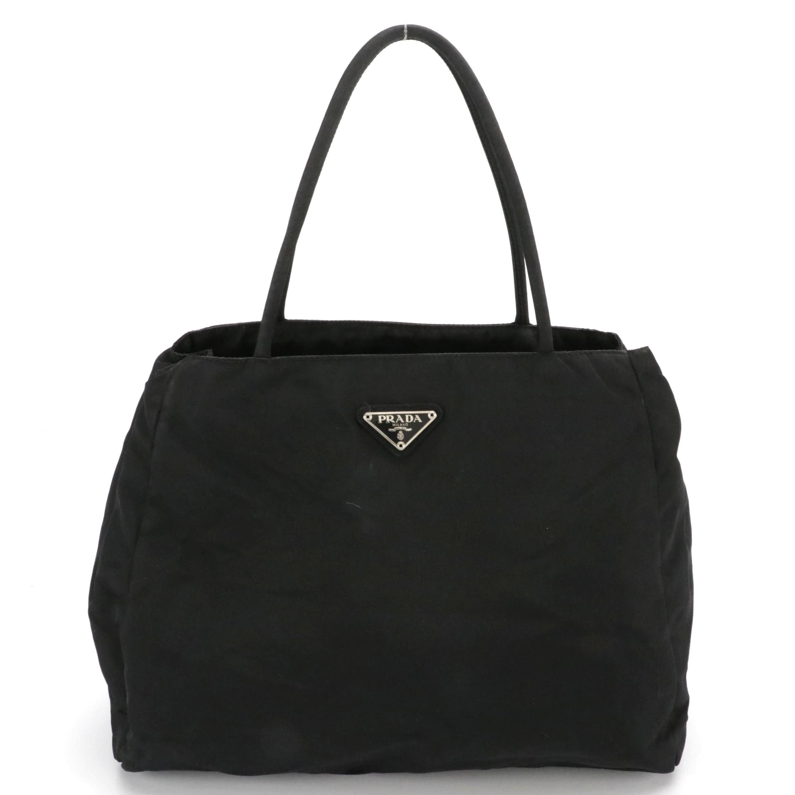 Prada Middle Zip Tote in Black Tessuto Nylon