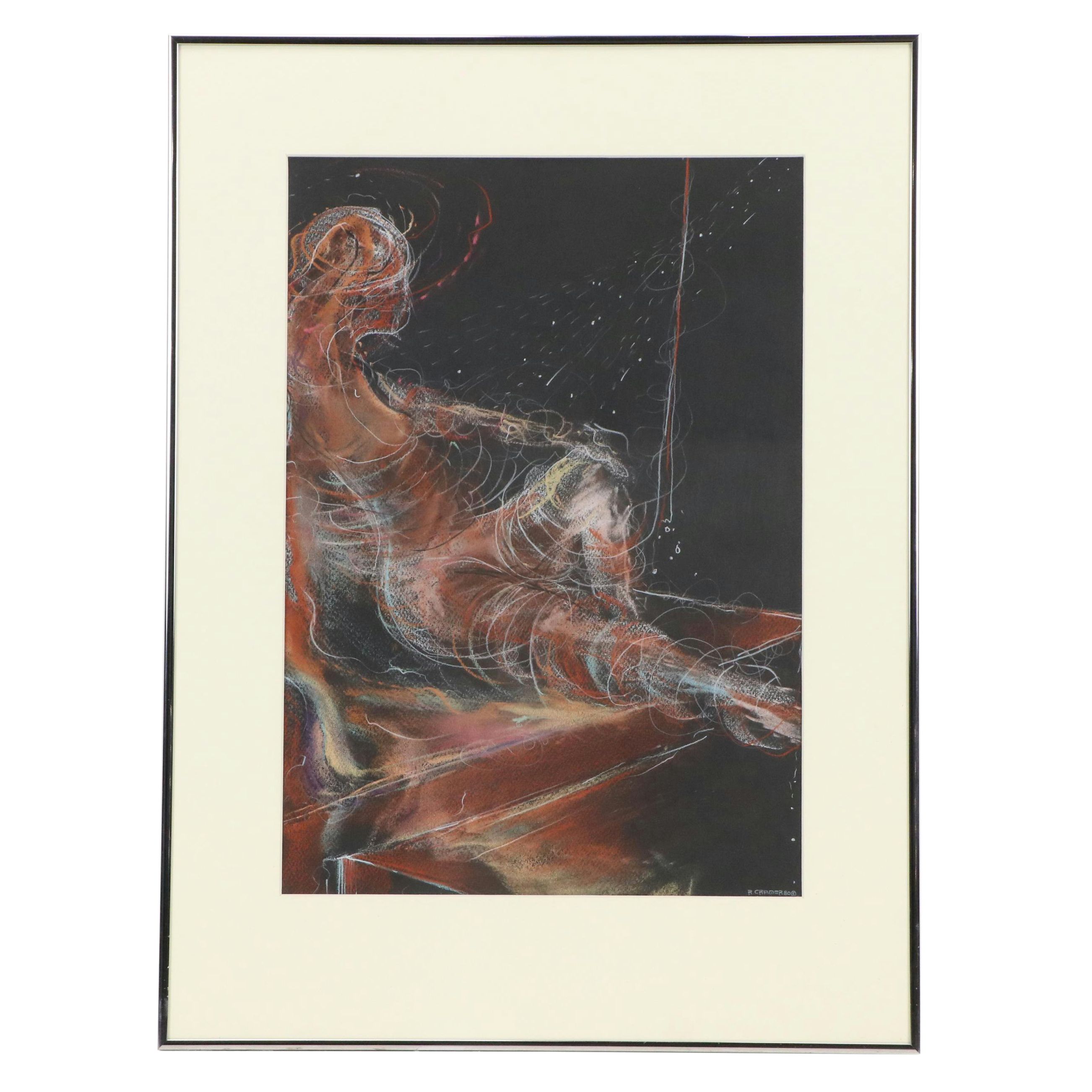Ron Cramer Pastel Drawing "Energy Personified," 1981