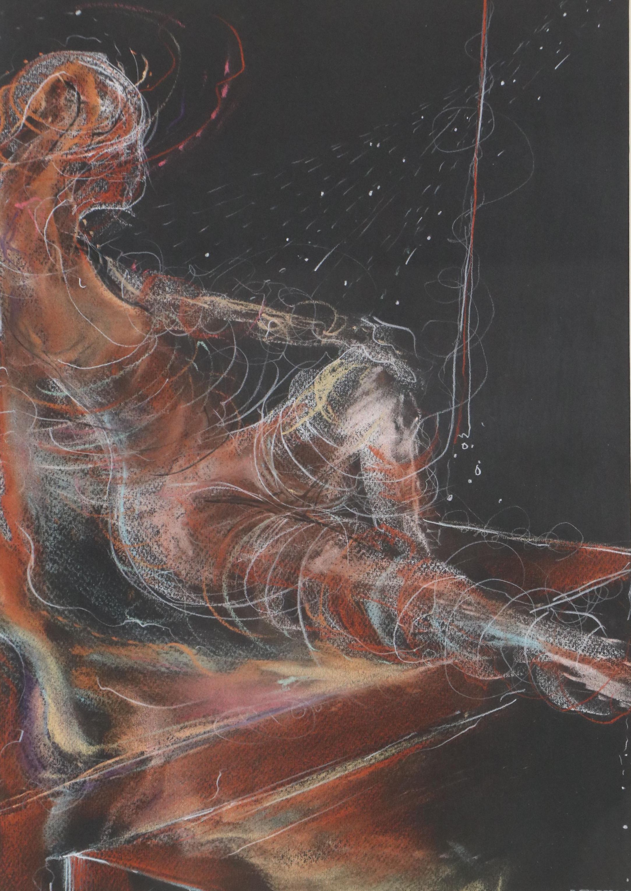 Ron Cramer Pastel Drawing "Energy Personified," 1981