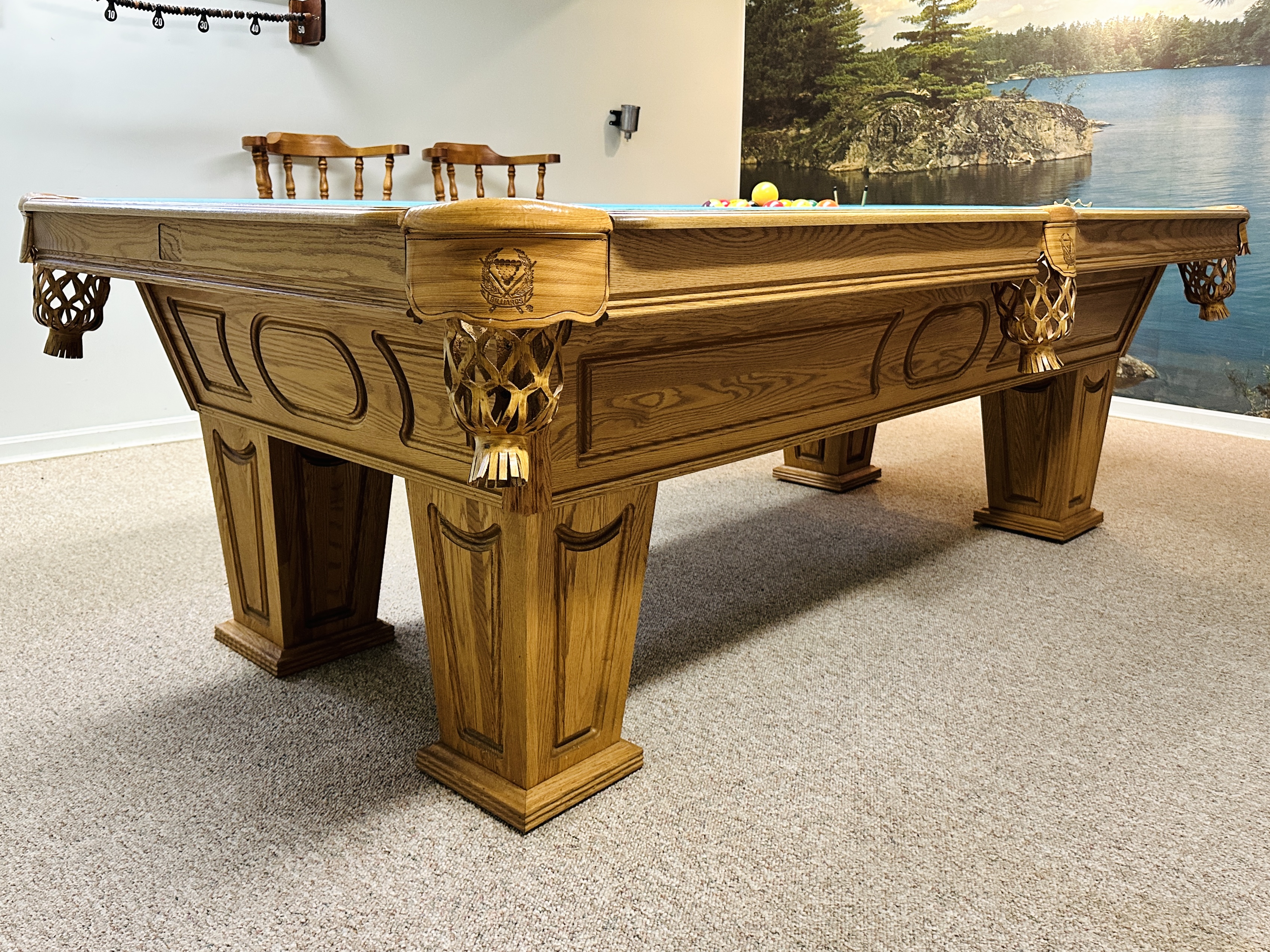 *Custom Pick Up* Oak Billiards Table with Cues and Accessories