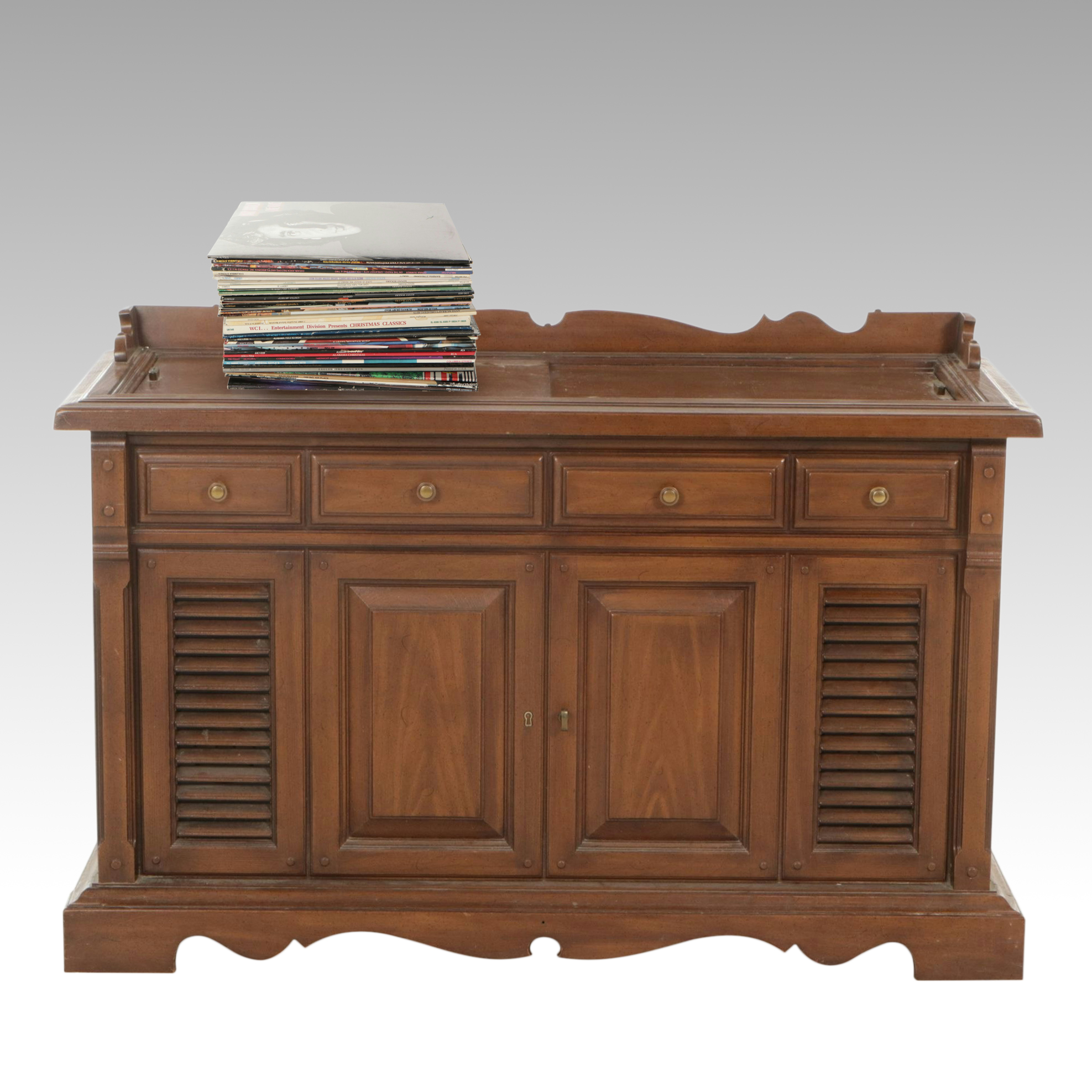 Magnavox Console Stereo System with Radio, Turntable and Records