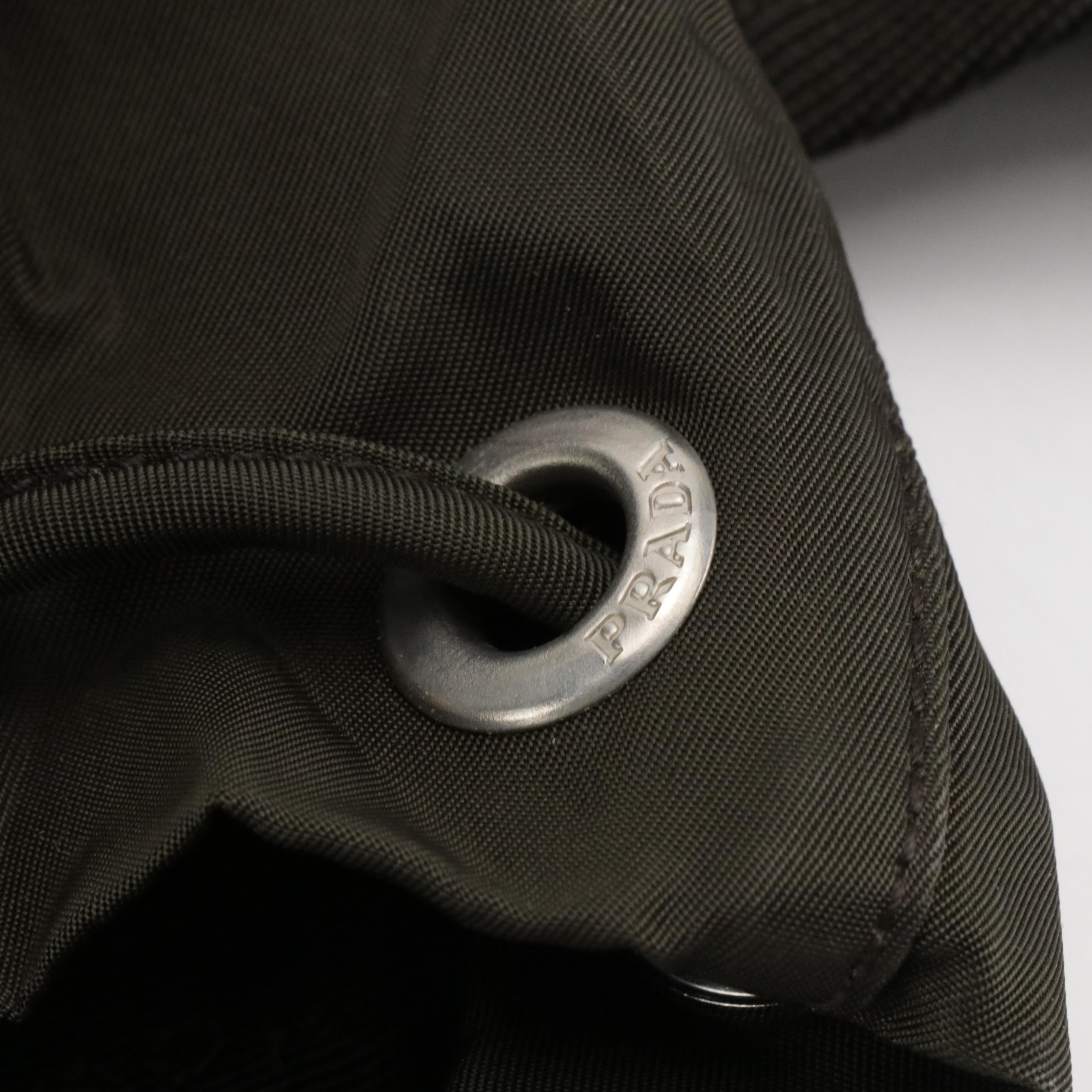 Prada Double Pocket Rucksack Backpack in Olive Green Tessuto Nylon and Leather
