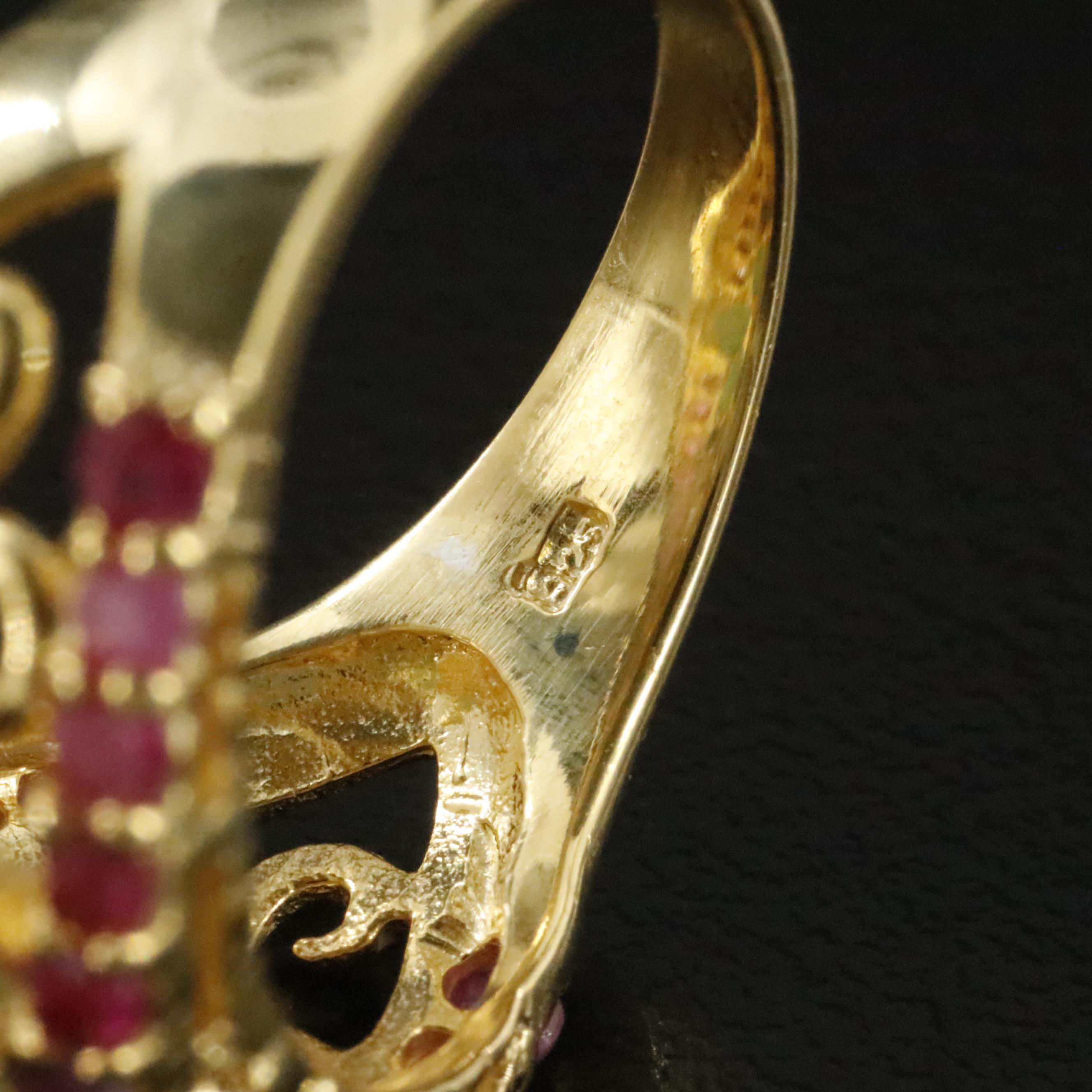 Sterling Emerald and Ruby Flower Ring