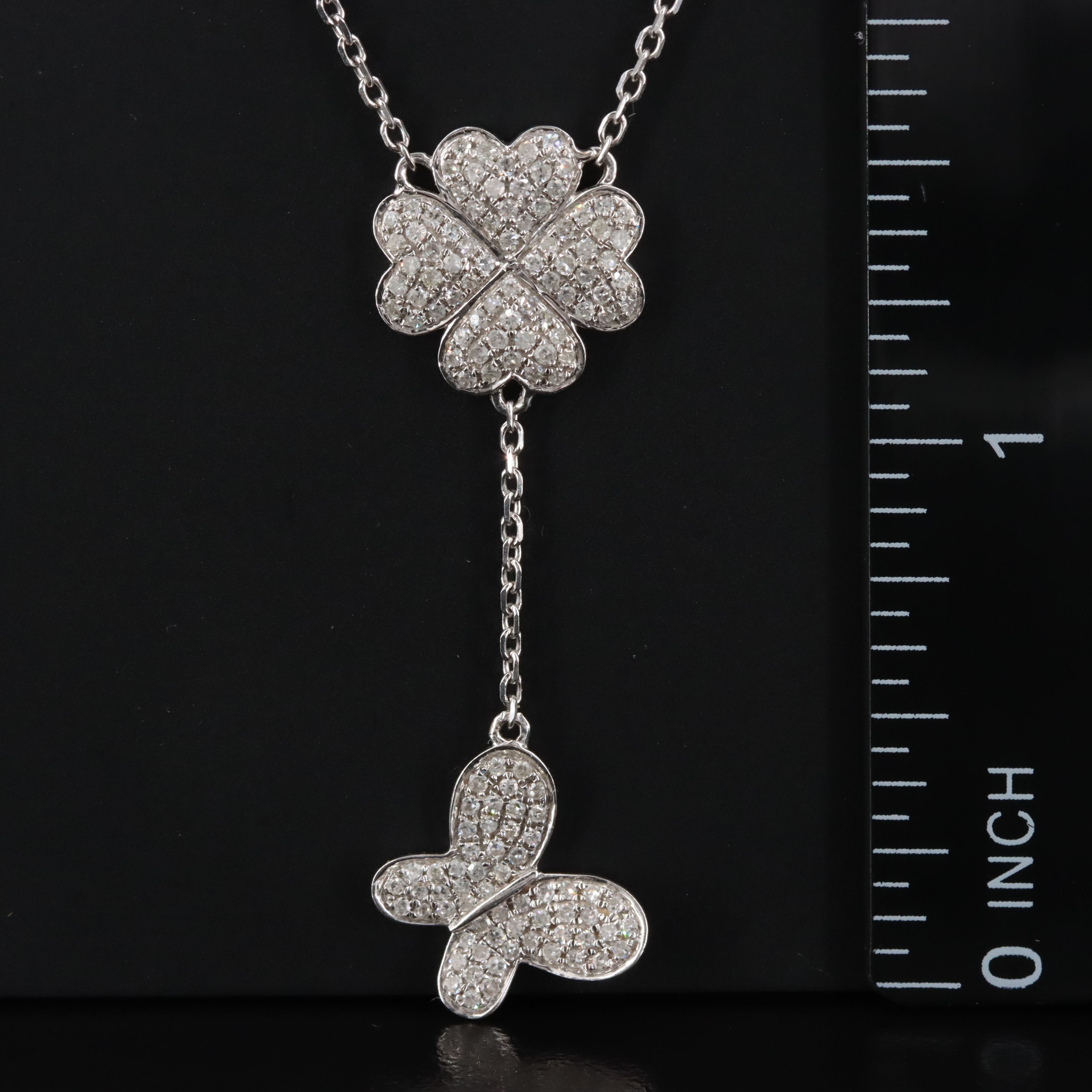 14K Pavé Diamond Butterfly Y Necklace