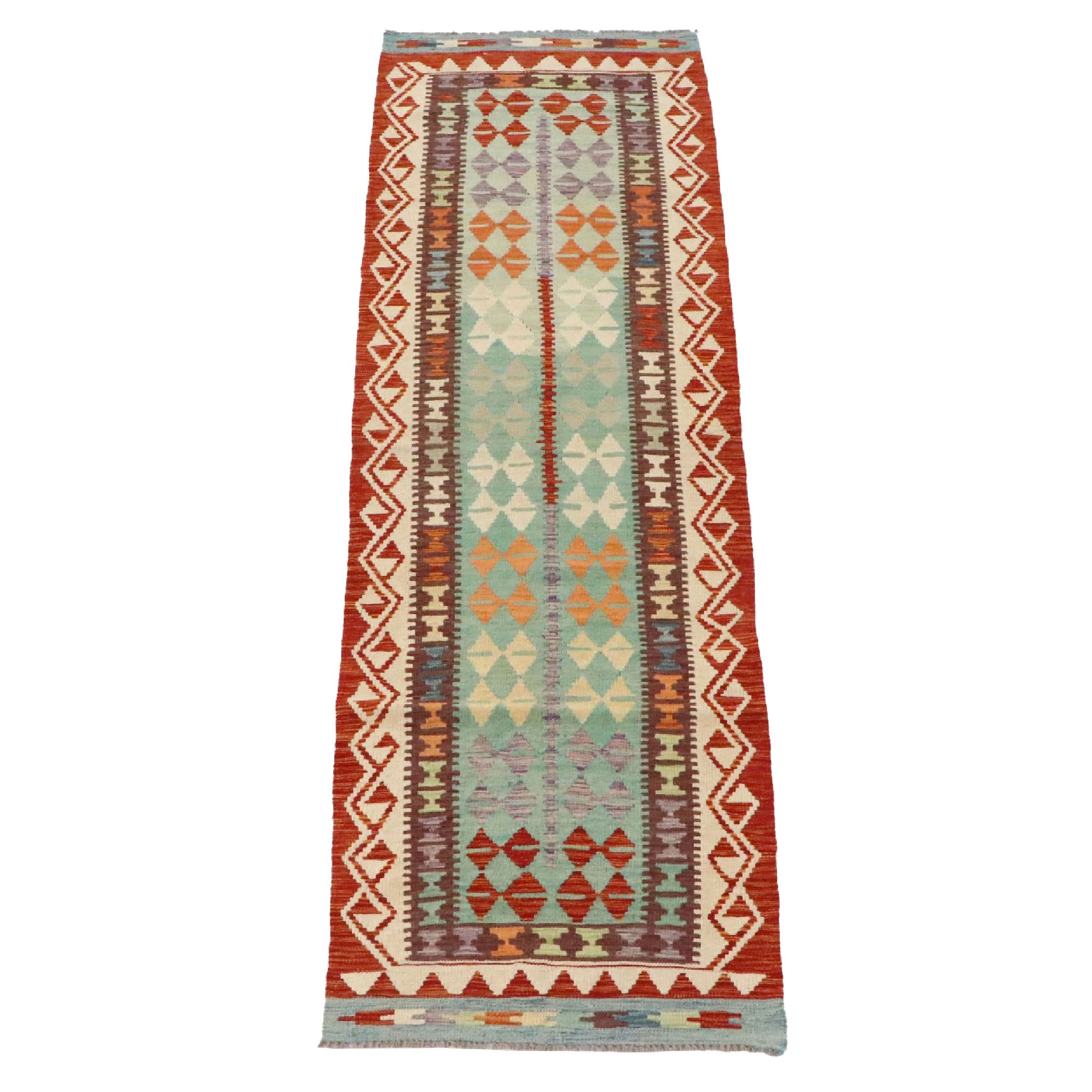2'10 x 9'8 Handwoven Pakistani Kilim Carpet Runner