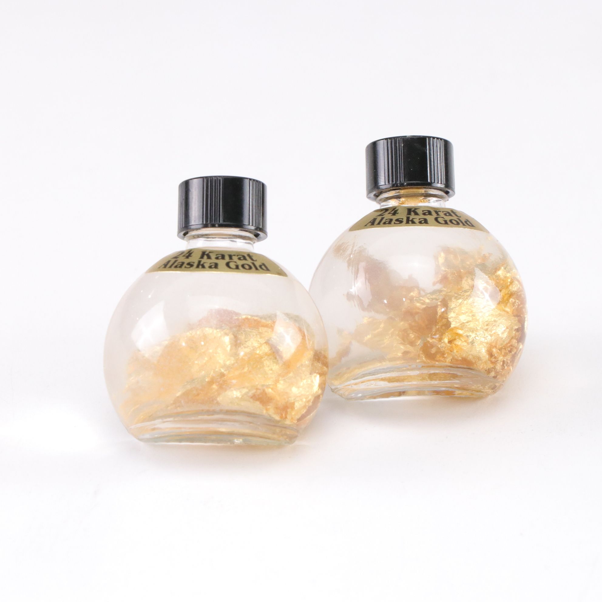 Pair of Bottles From Alaska With 24K Gold Flakes