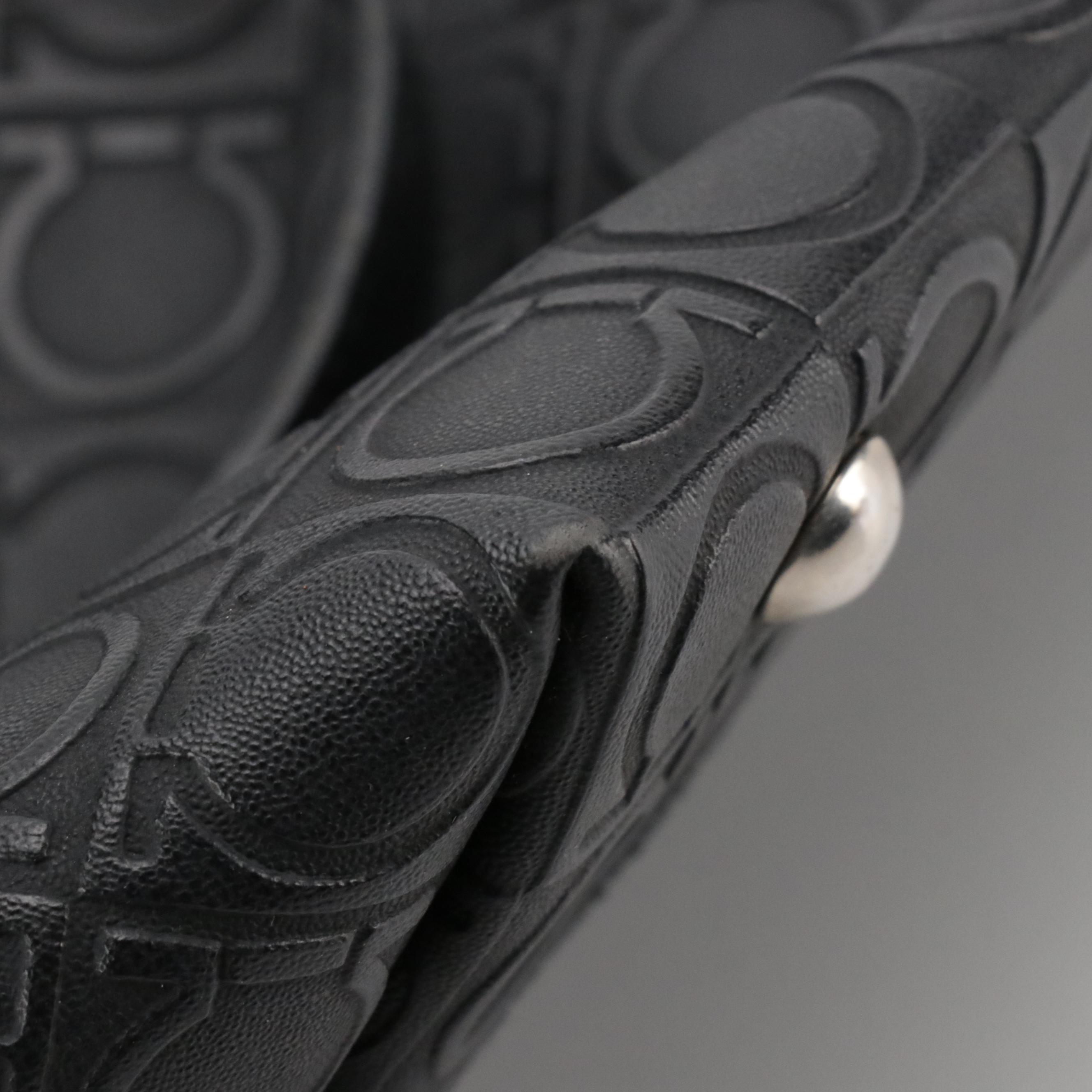 Salvatore Ferragamo Black Gancini Embossed Leather Tote