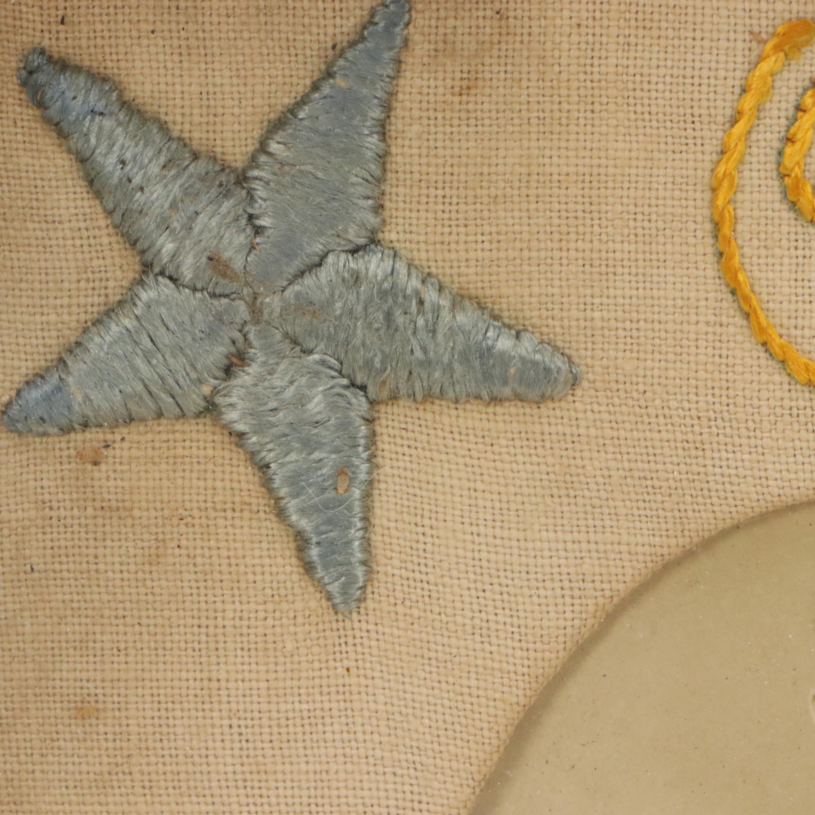 Handmade Embroidery Panel Framing Silver Gelatin Photograph of Soldier