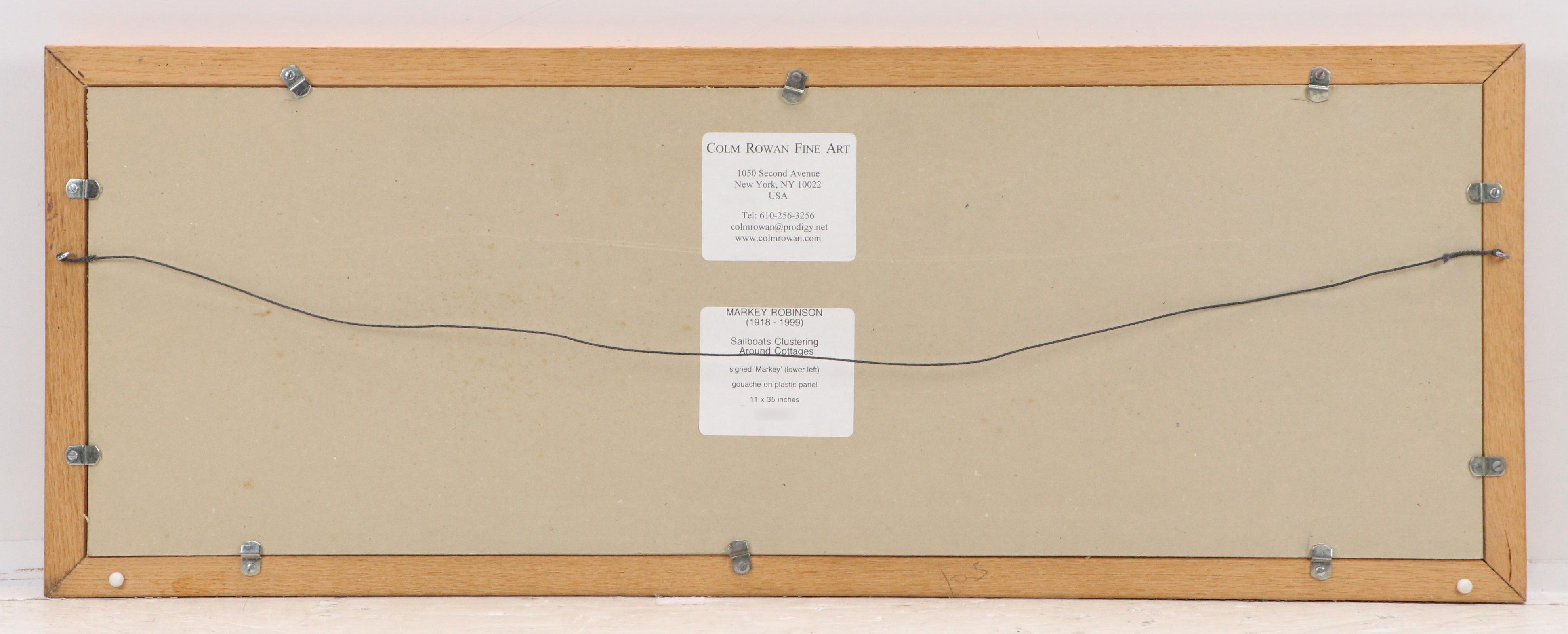 Markey Robinson Gouache Painting "Sailboats Clustering Around Cottages"