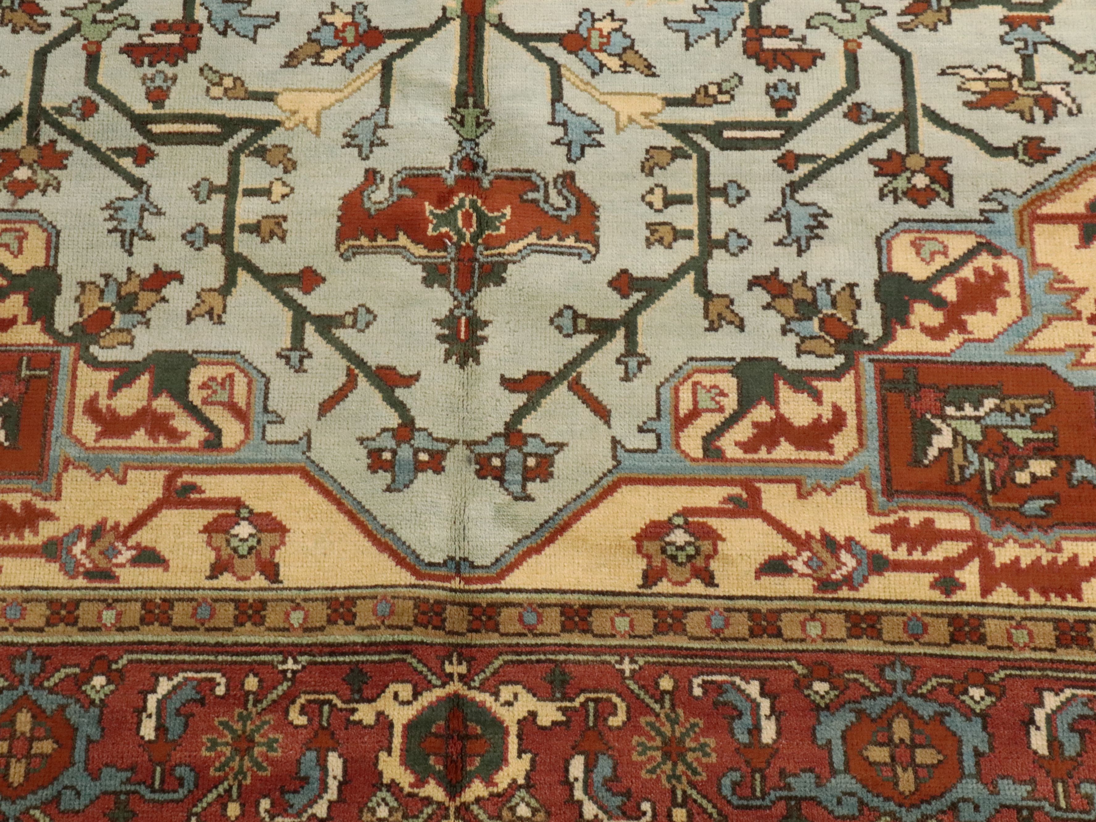 8'11 x 12' Hand-Knotted Indo-Persian Heriz Room-Sized Rug