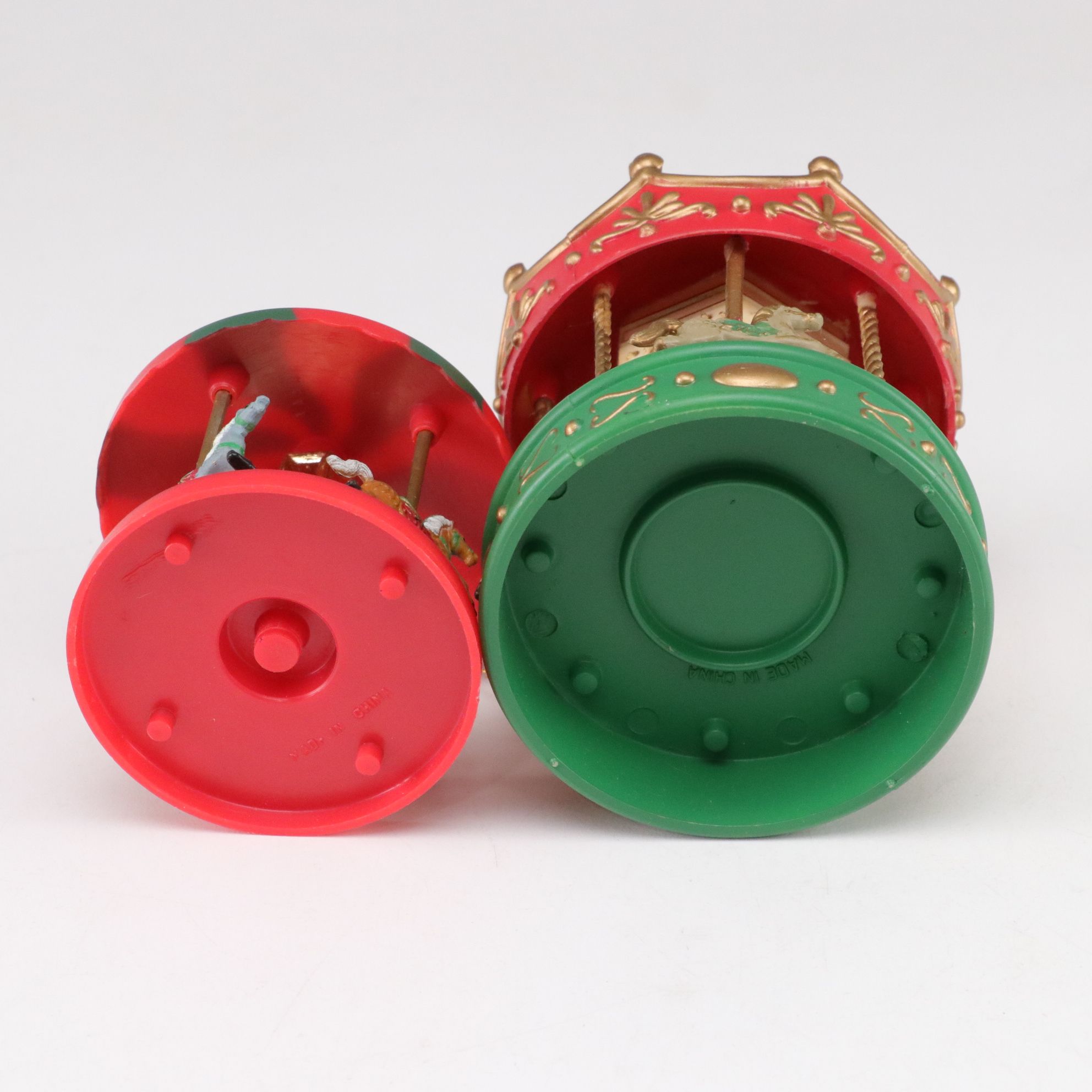 Carousel Horse Christmas Ornaments, Tin Box and More Decor, Late 20th C.