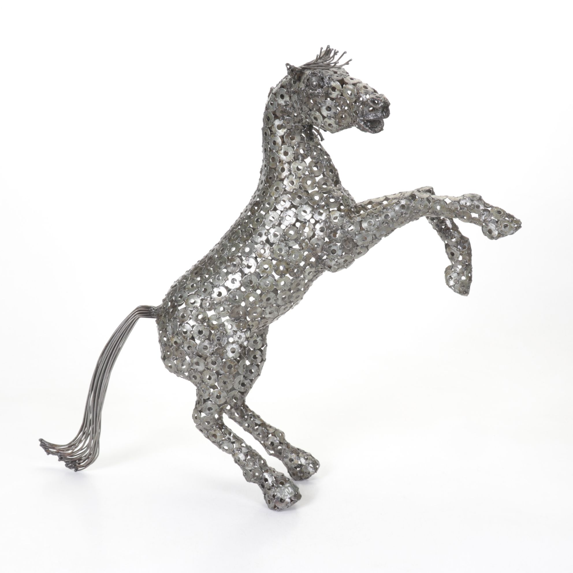 J. J. Celis Welded Steel Washer Horse Sculpture, Late 20th Century