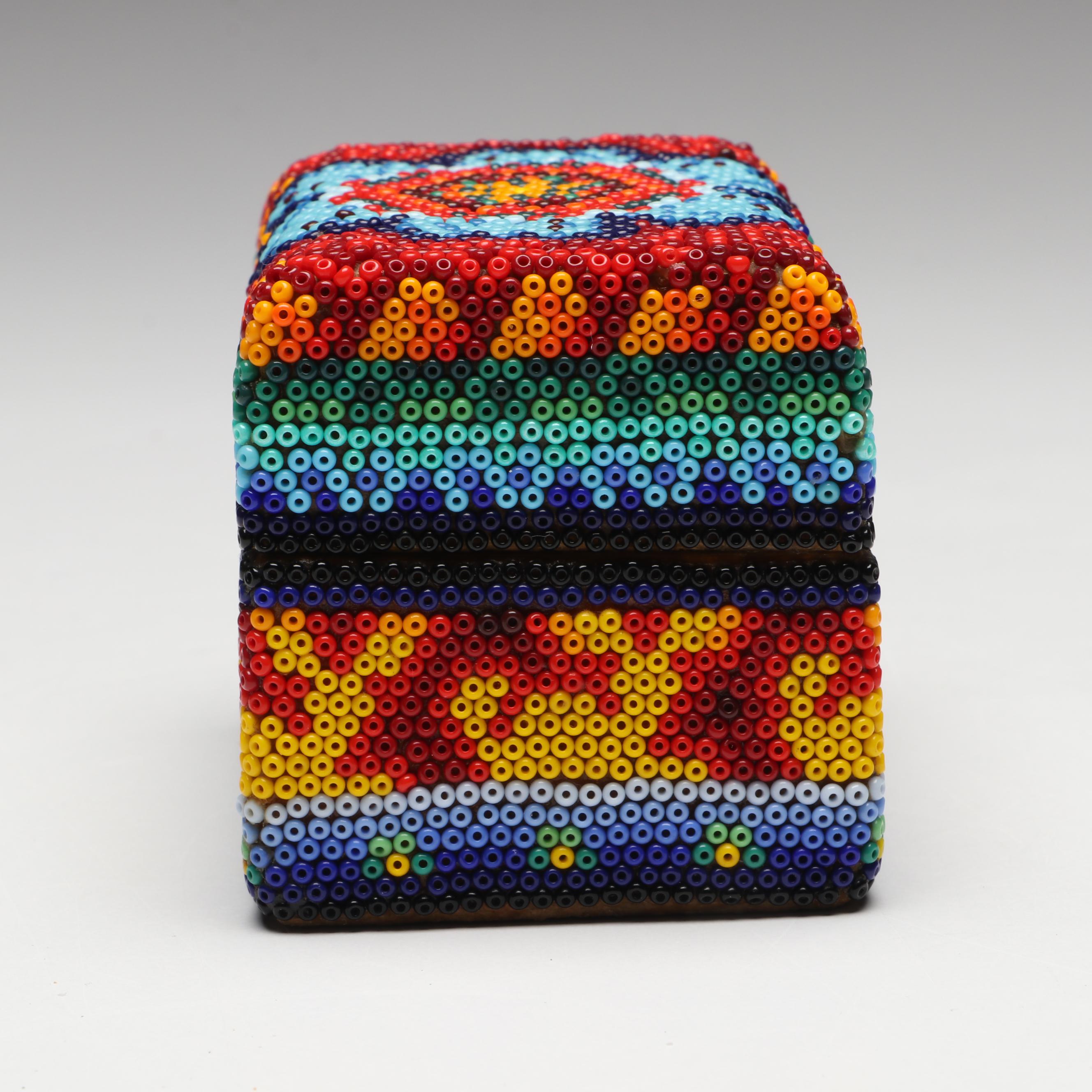 Mexican Huichol Multicolor Beadwork Box