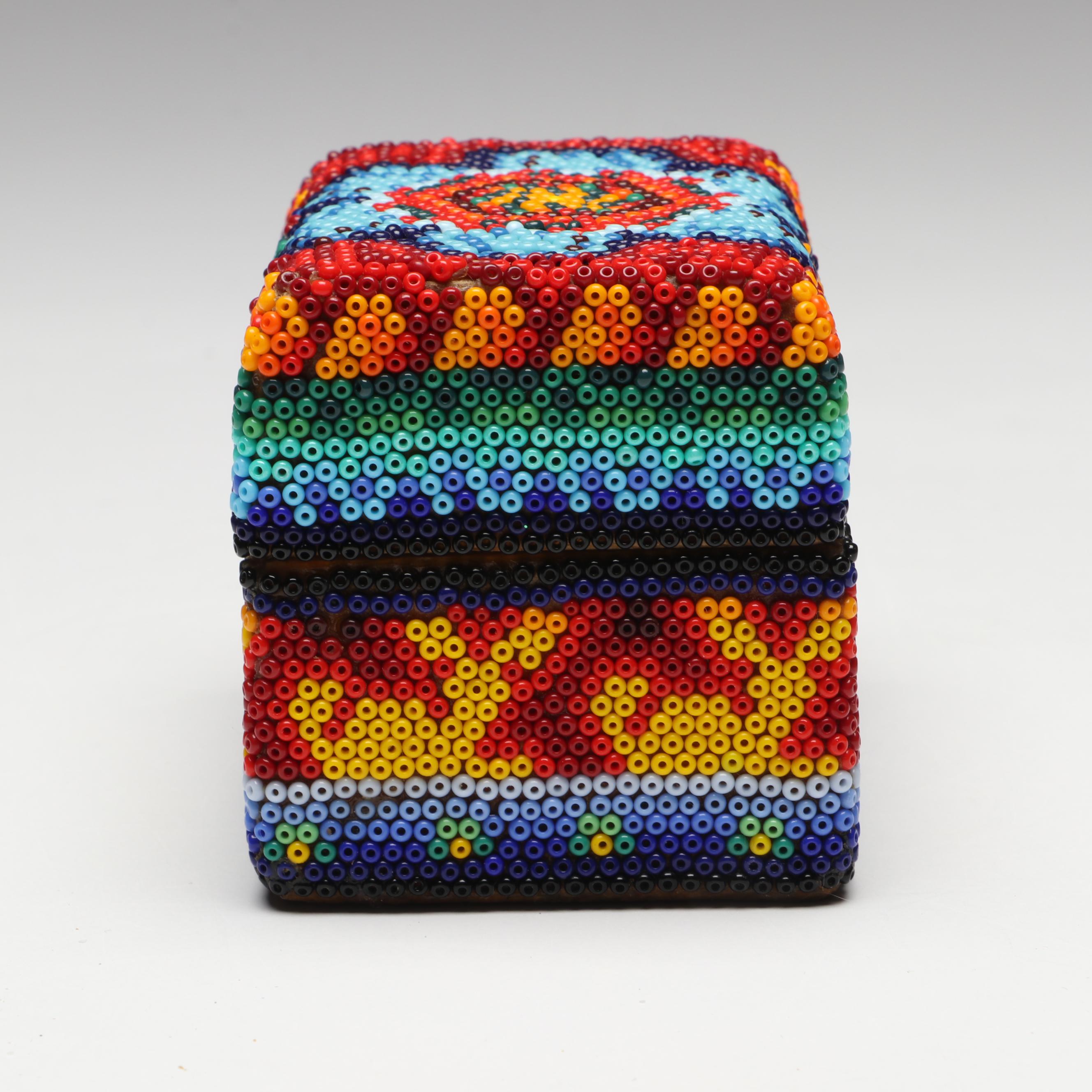 Mexican Huichol Multicolor Beadwork Box
