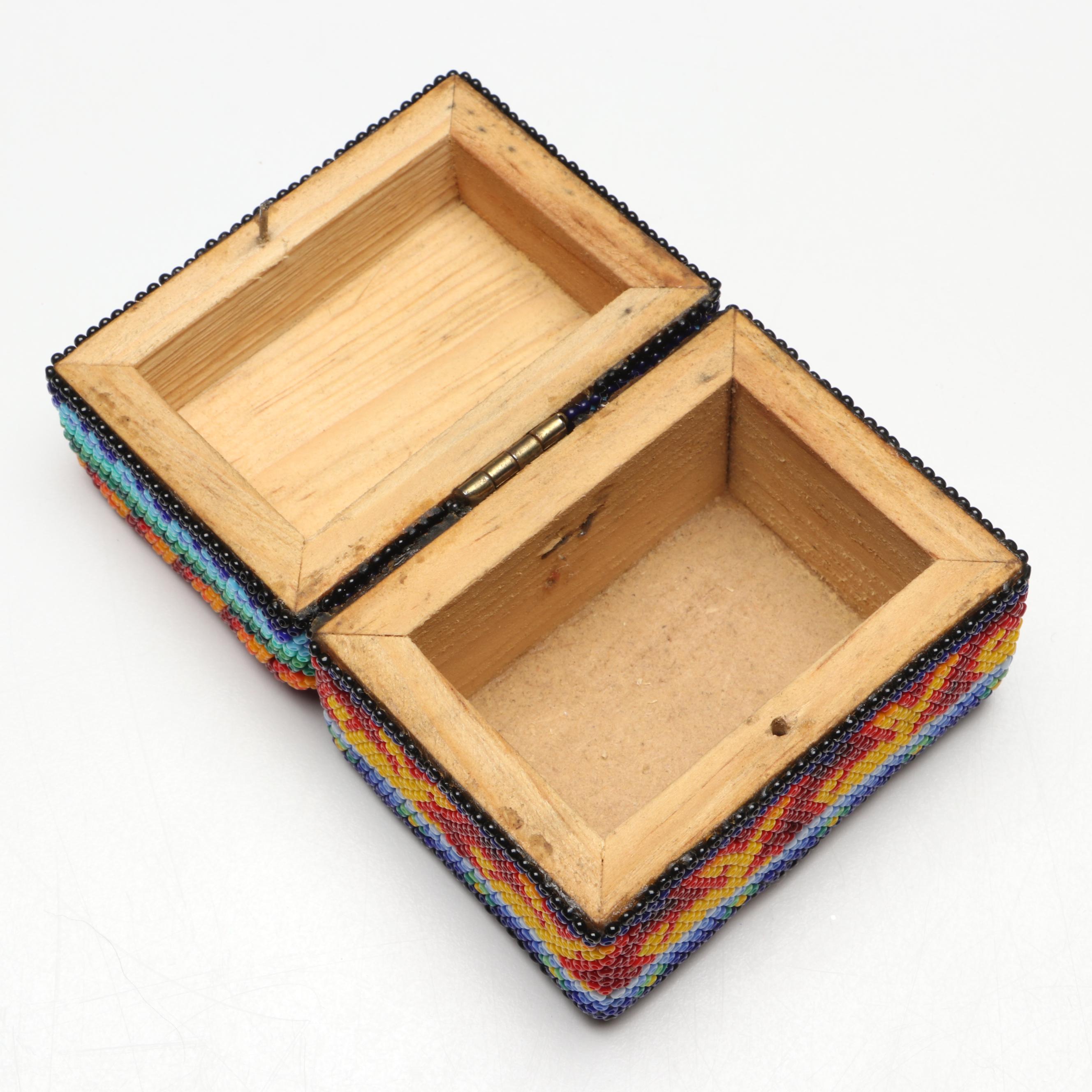 Mexican Huichol Multicolor Beadwork Box