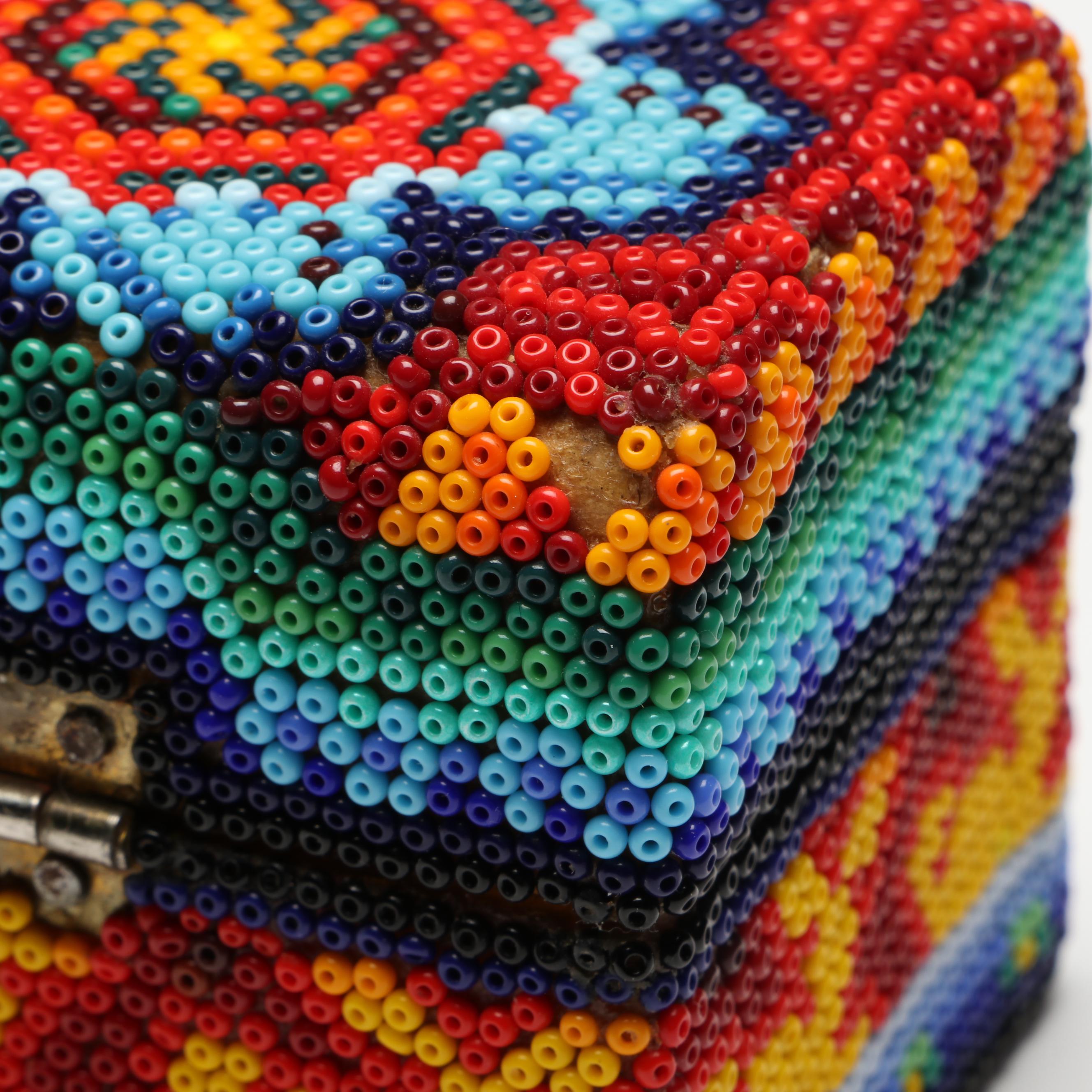 Mexican Huichol Multicolor Beadwork Box
