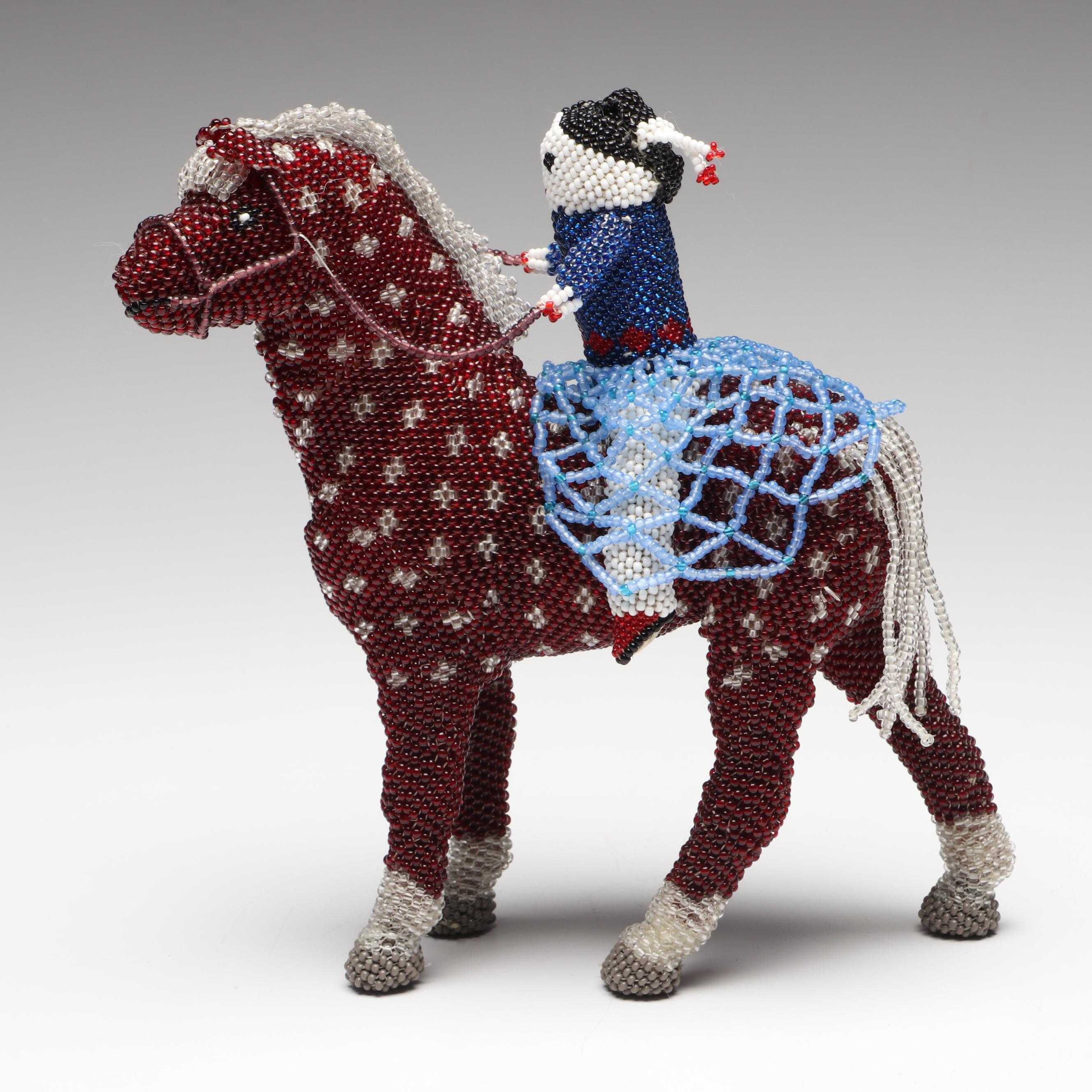 Zuni Style Beadwork Horse and Rider