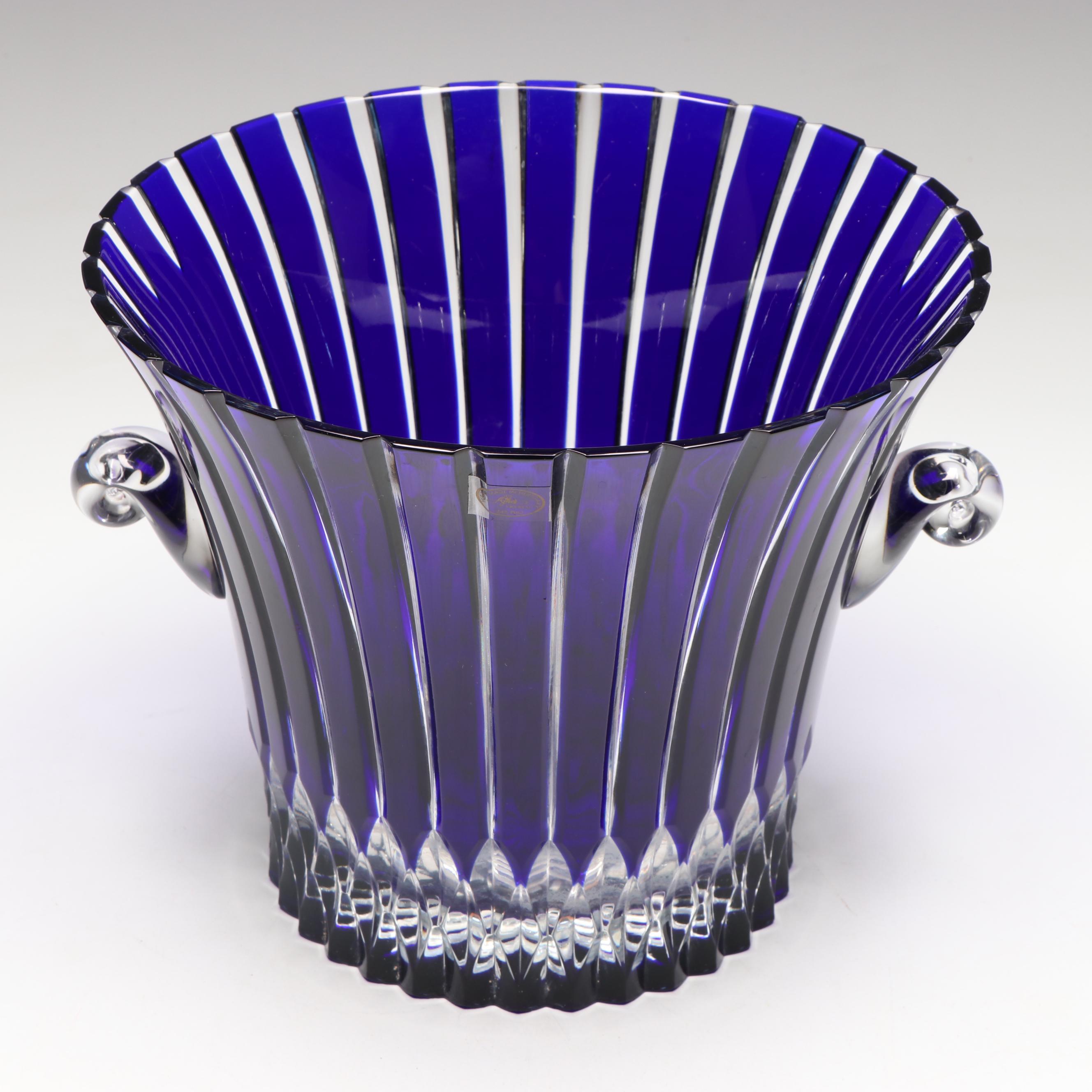 Ajka Cobalt Crystal Ice Bucket