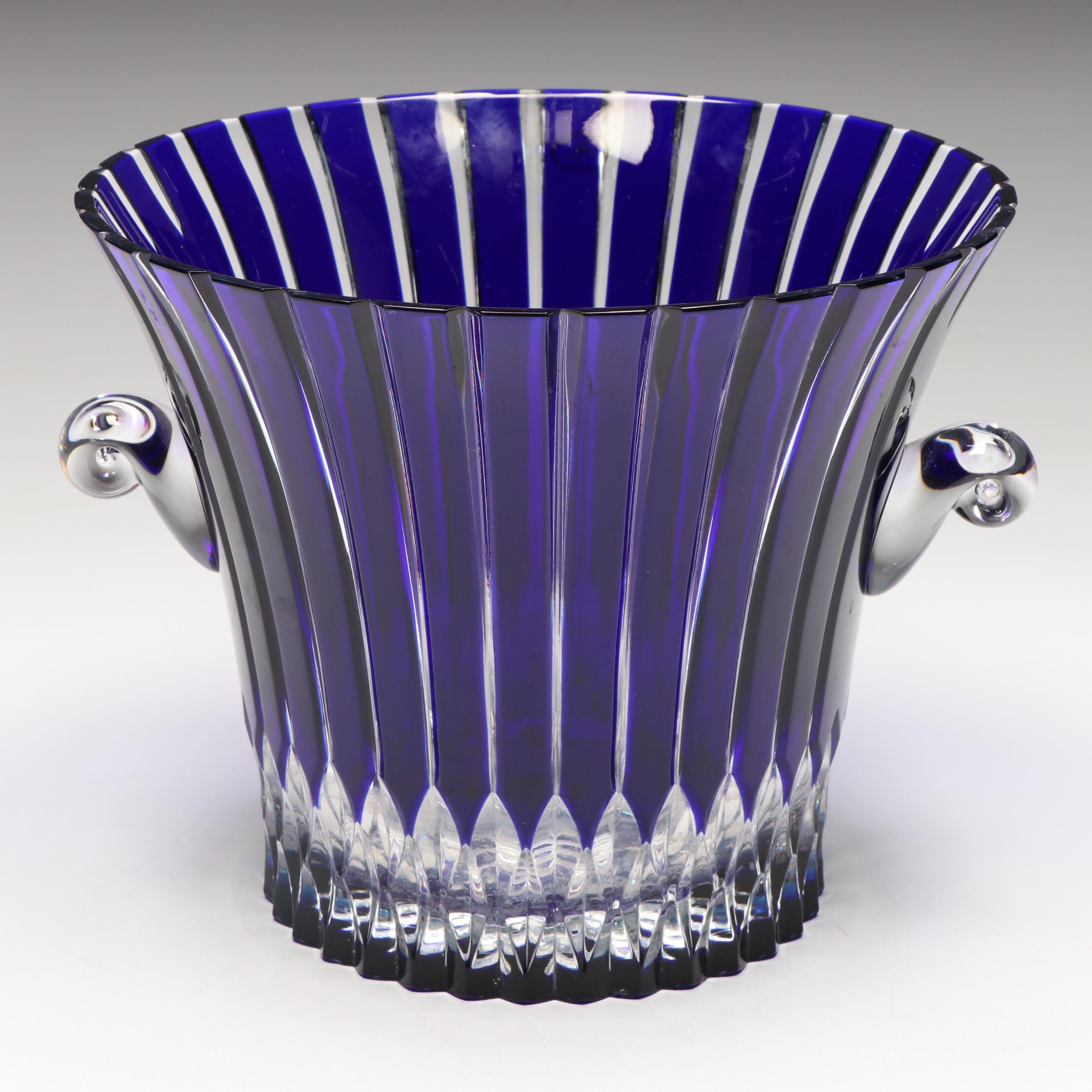 Ajka Cobalt Crystal Ice Bucket