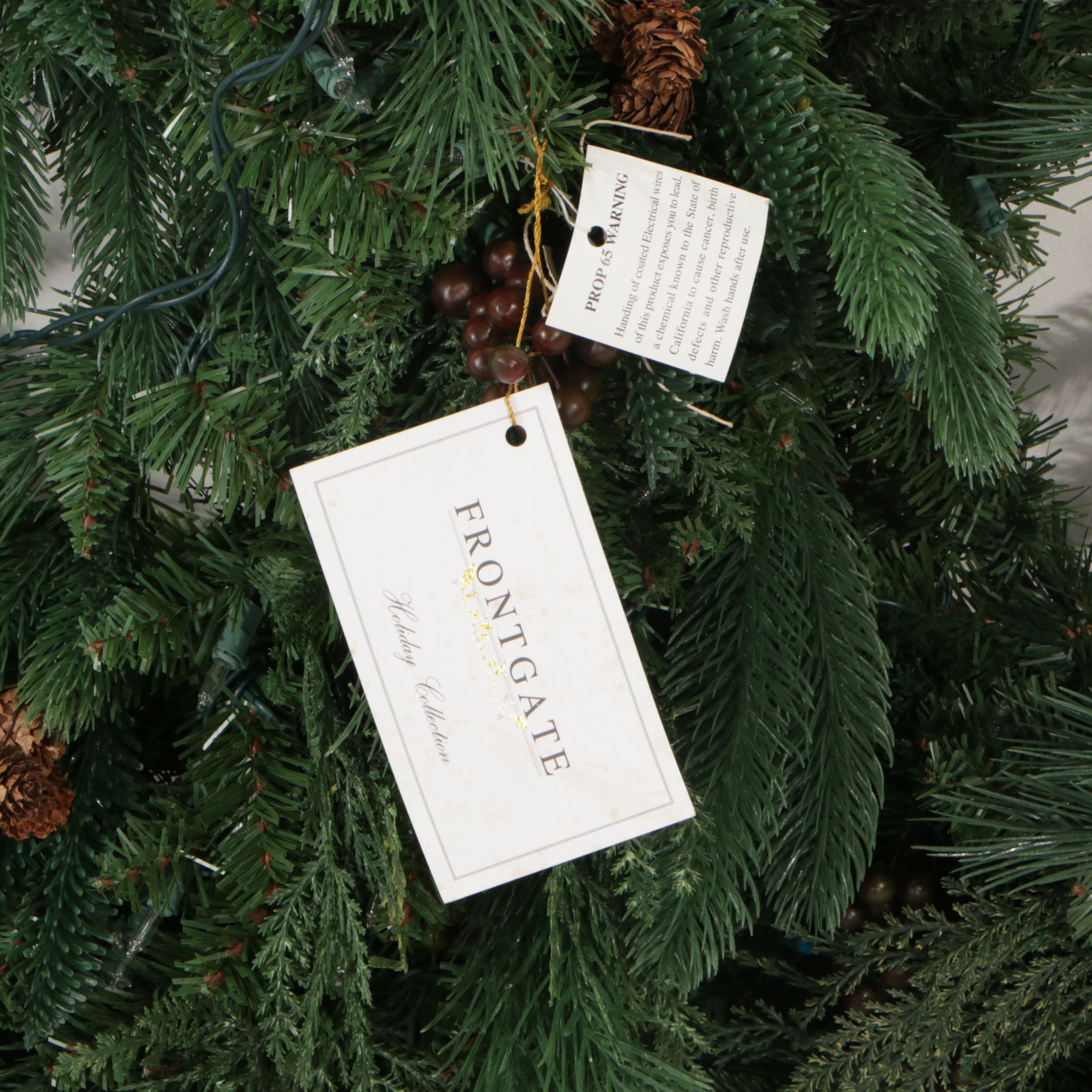 Two 30" Frontgate Pre-Lit Artificial Christmas Wreaths