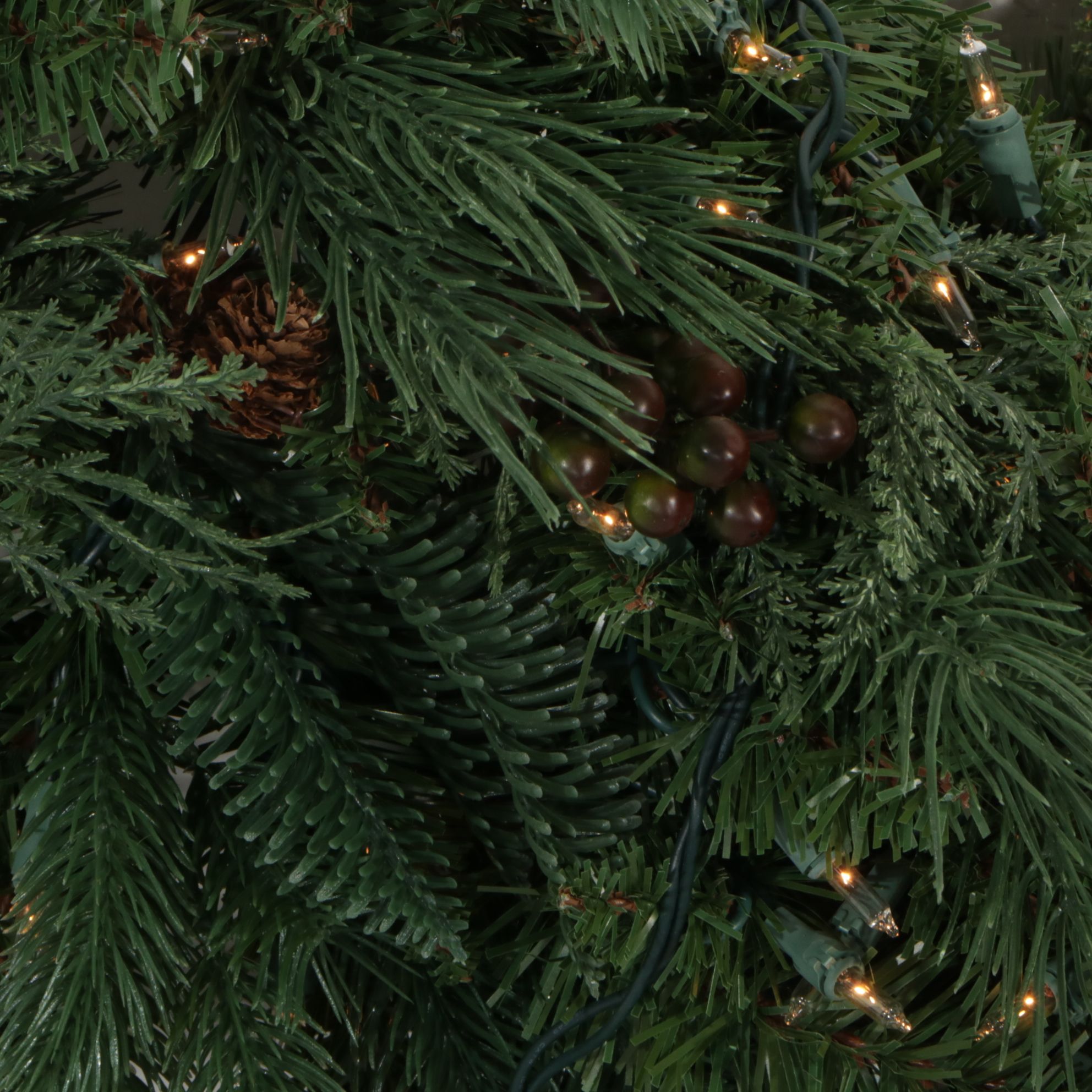 Two 30" Frontgate Pre-Lit Artificial Christmas Wreaths