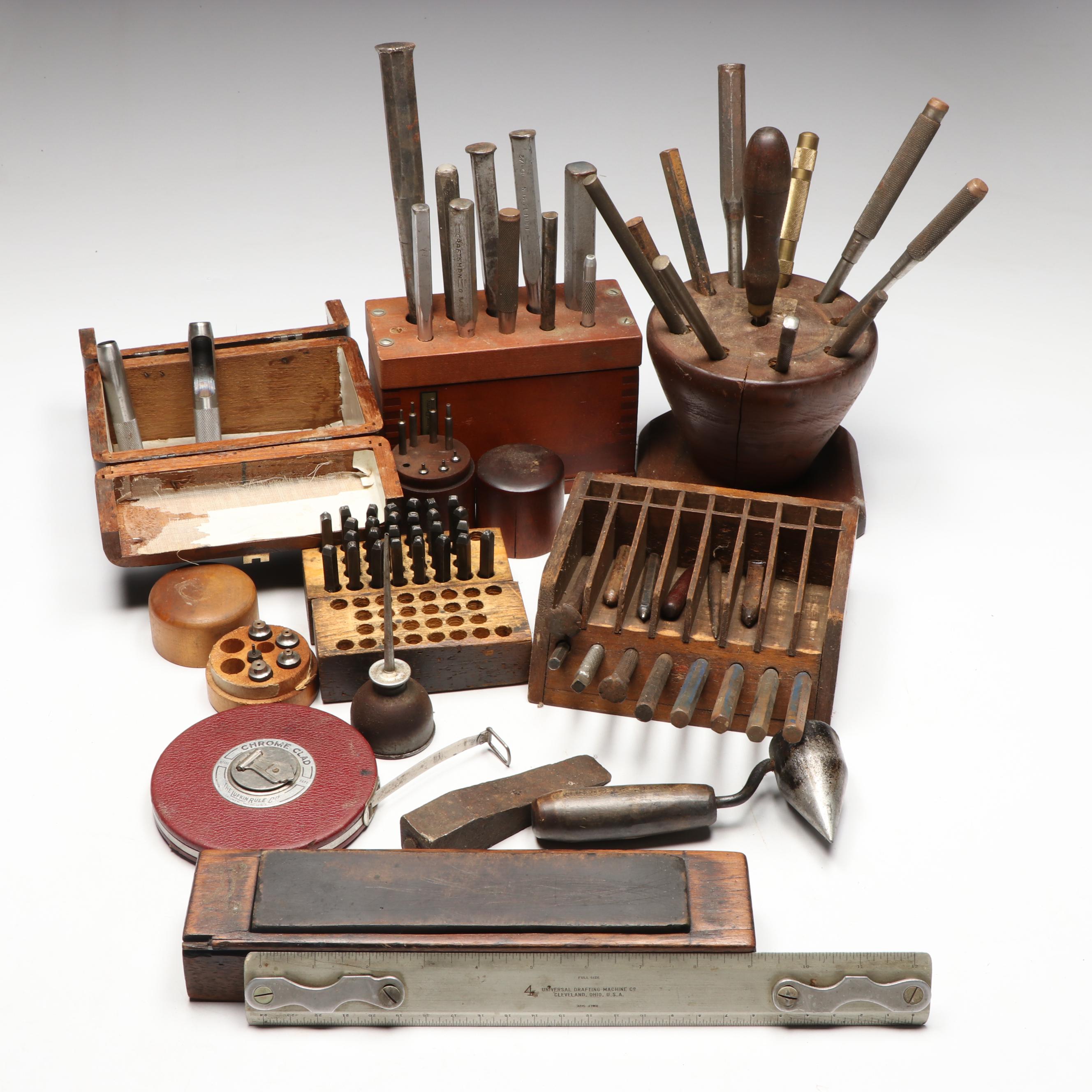 Letter, Leather and Other Punches, Files and More in Handcrafted Wooden Cases