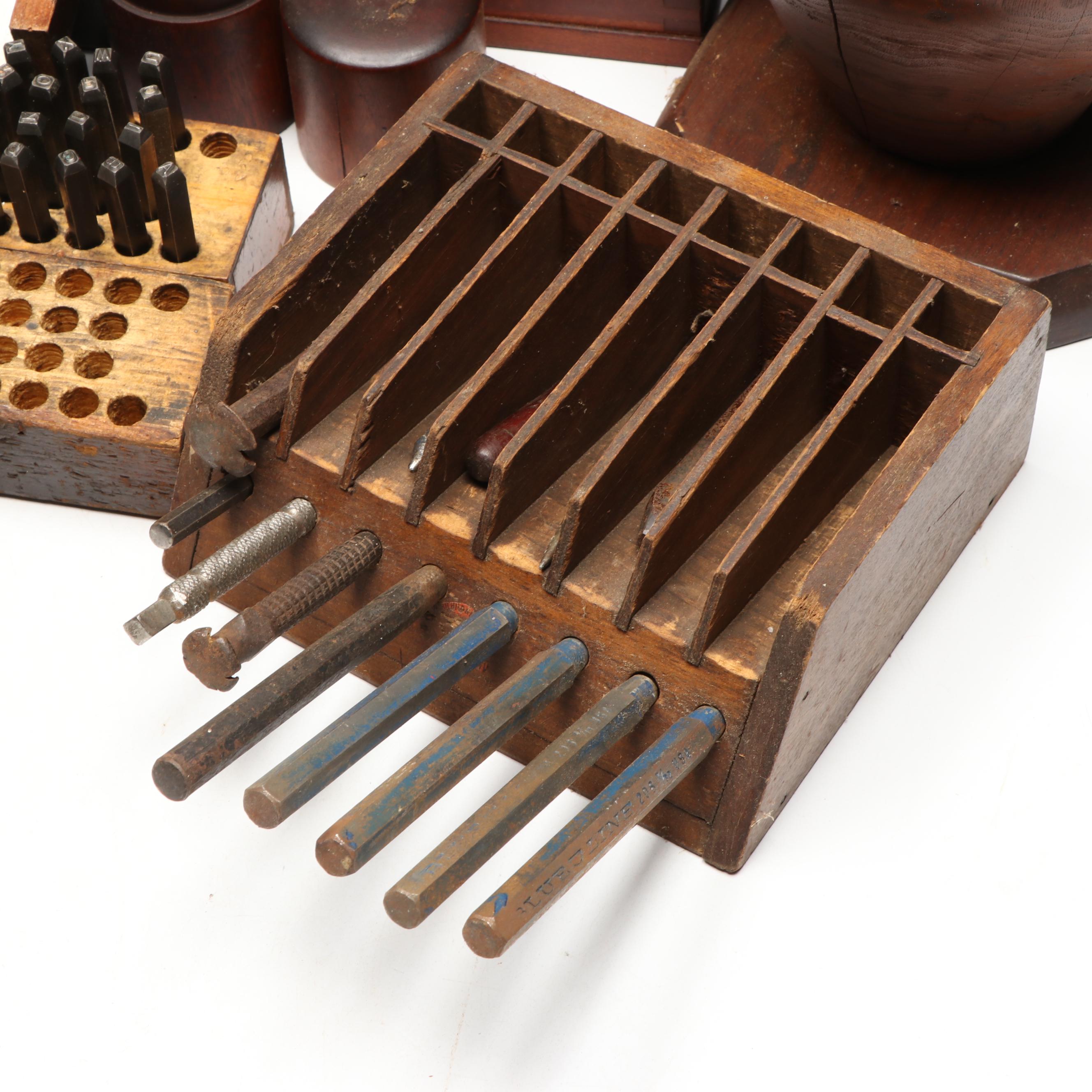 Letter, Leather and Other Punches, Files and More in Handcrafted Wooden Cases